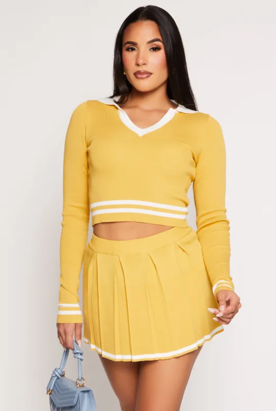 Daisy Varsity Stripe Detail Crop Top sold by Rainbow