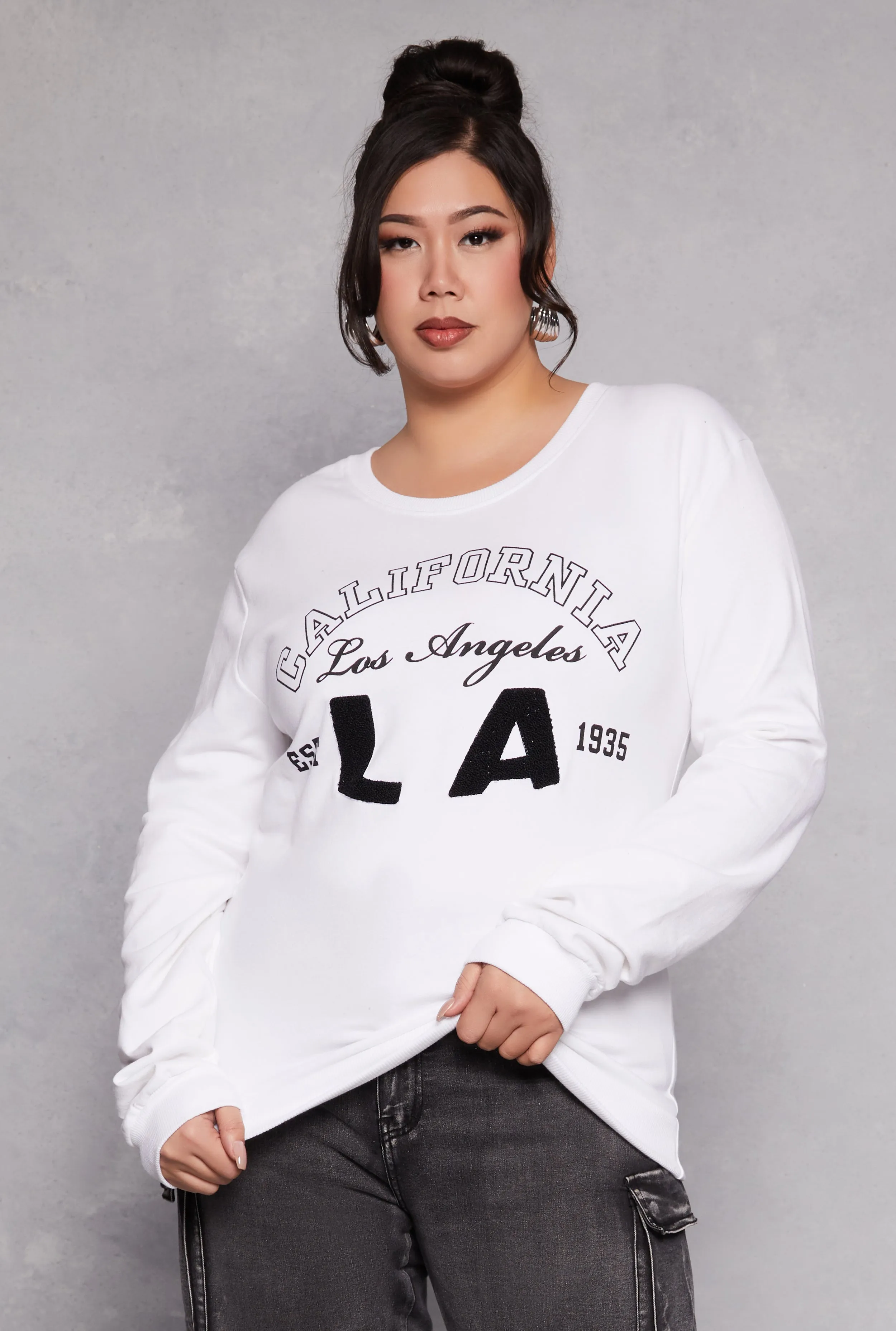Plus Size California Graphic Pullover Sweatshirt sold by Rainbow