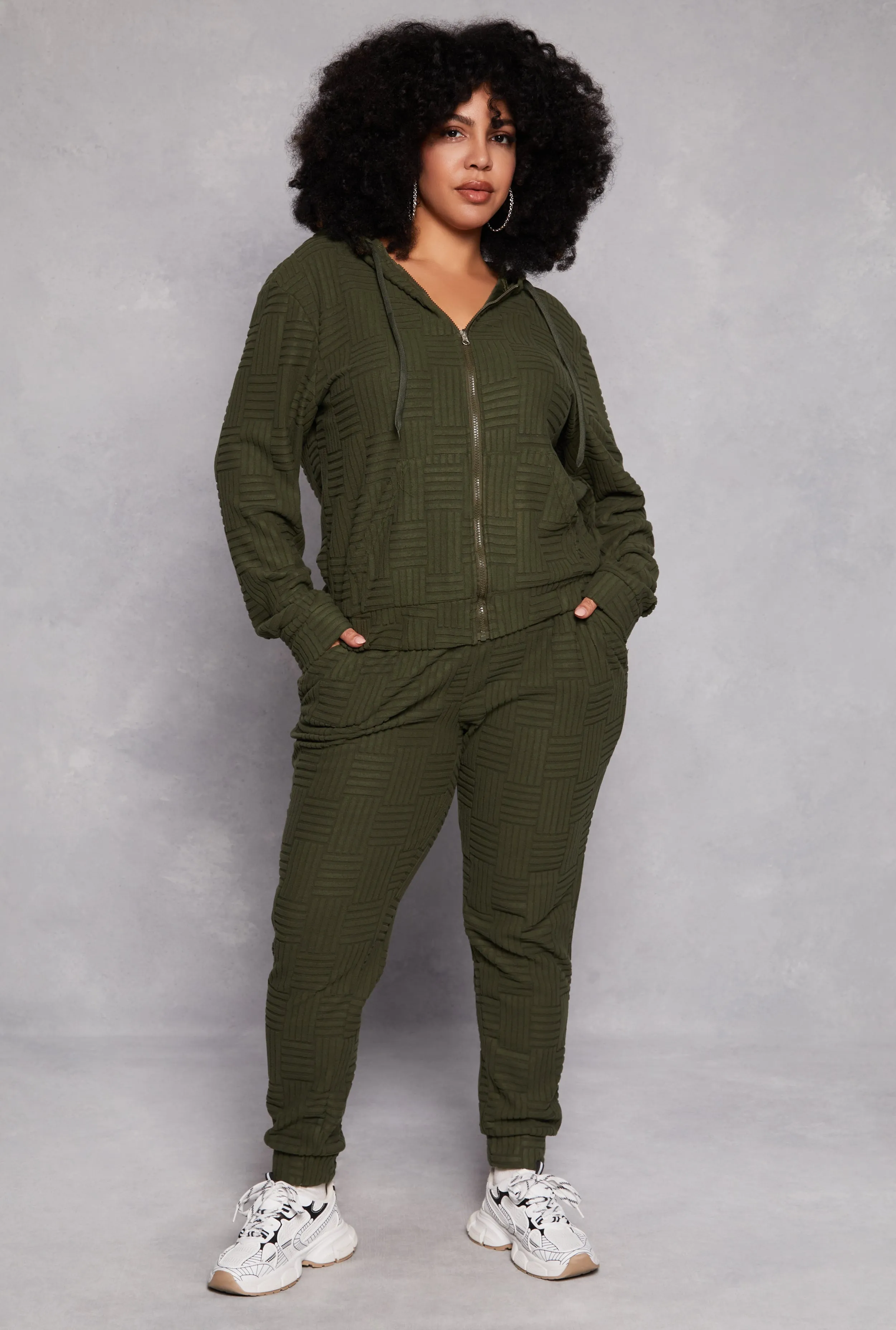 Plus Size Geometric Embossed Joggers sold by Rainbow