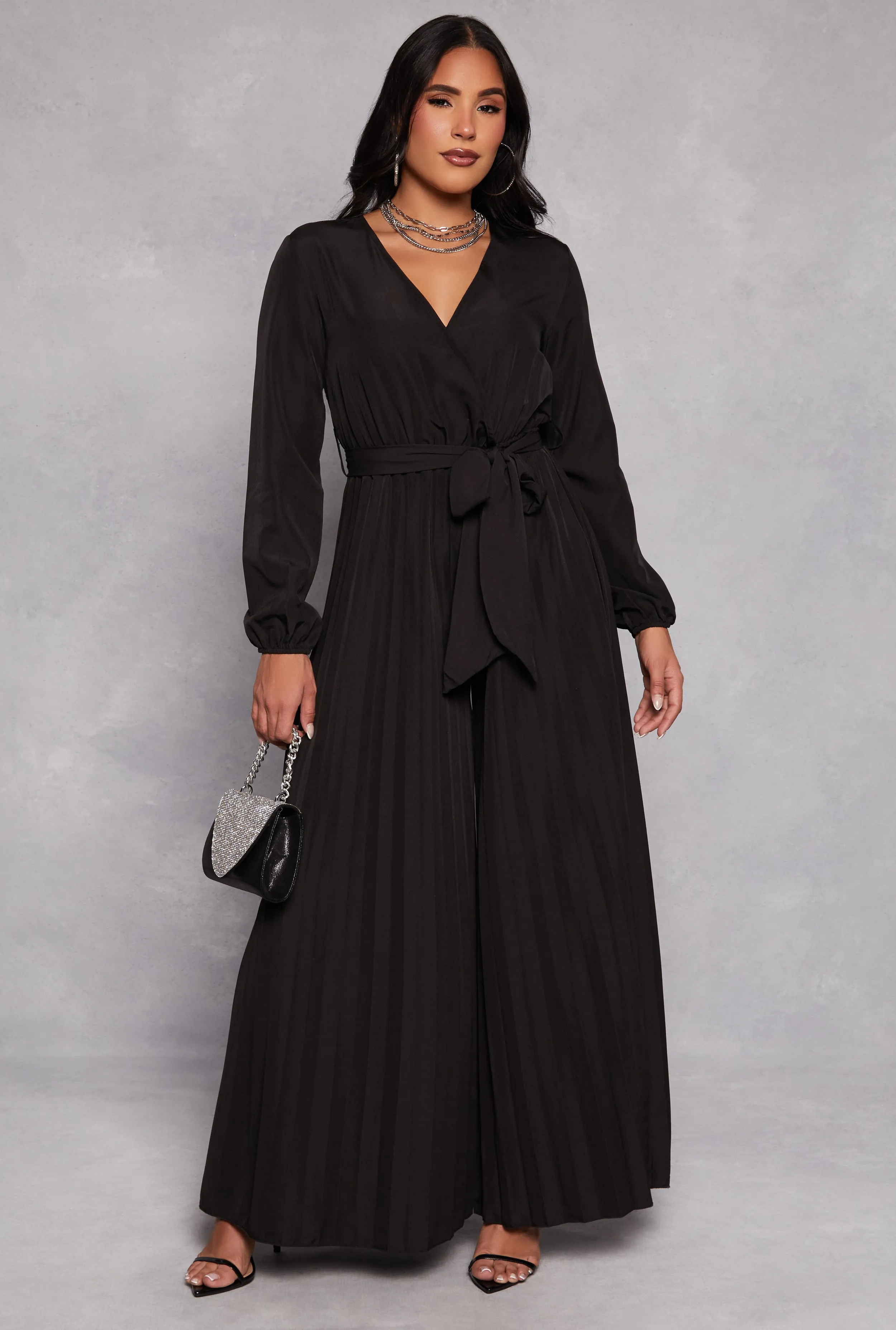 Pleated Wide Leg Faux Wrap Jumpsuit sold by Rainbow product image thumbnail 2