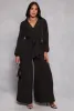 Pleated Wide Leg Faux Wrap Jumpsuit sold by Rainbow