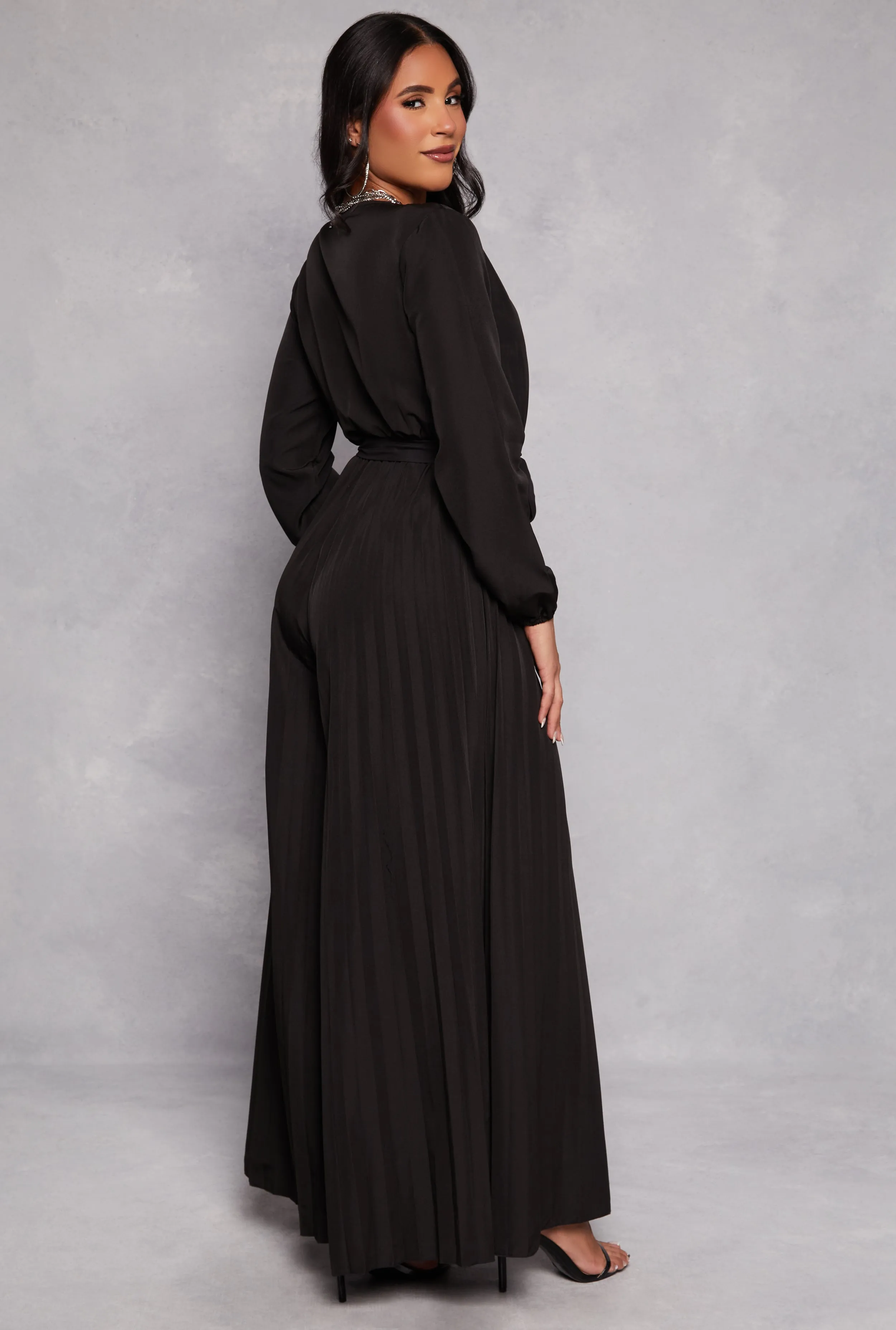 Pleated Wide Leg Faux Wrap Jumpsuit sold by Rainbow product image thumbnail 3