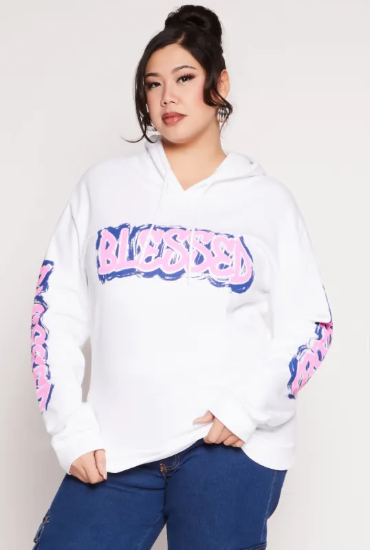 Plus Size Blessed Bear Graphic Pullover Hoodie sold by Rainbow