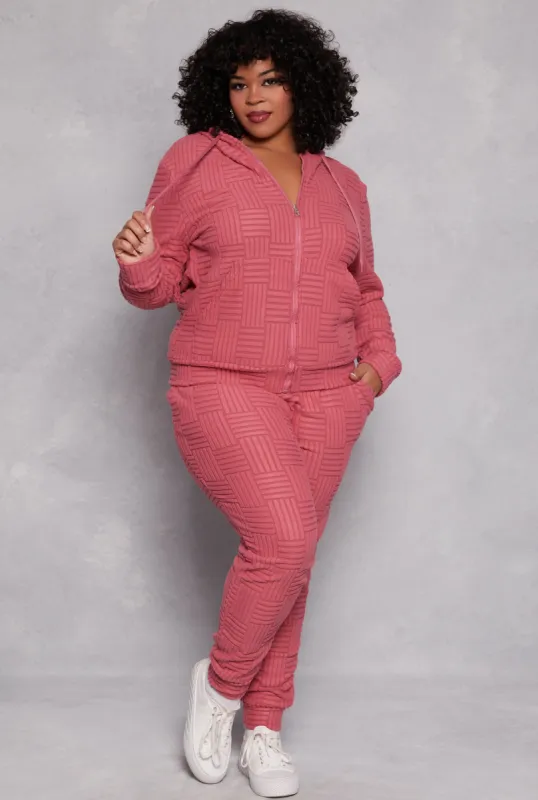Plus Size Geometric Embossed Joggers sold by Rainbow