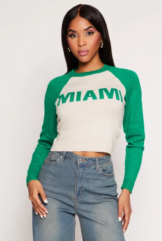 Miami Graphic Crew Neck Crop Top sold by Rainbow