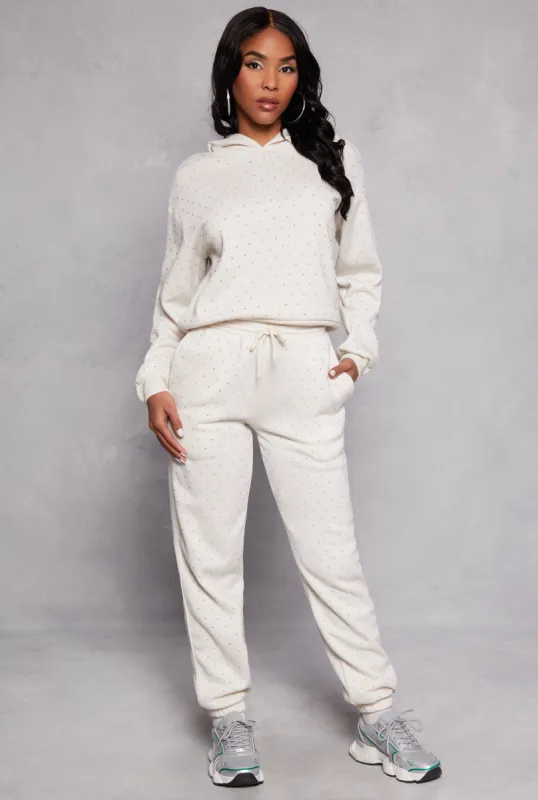 Almost Famous Rhinestone Sweatpants sold by Rainbow