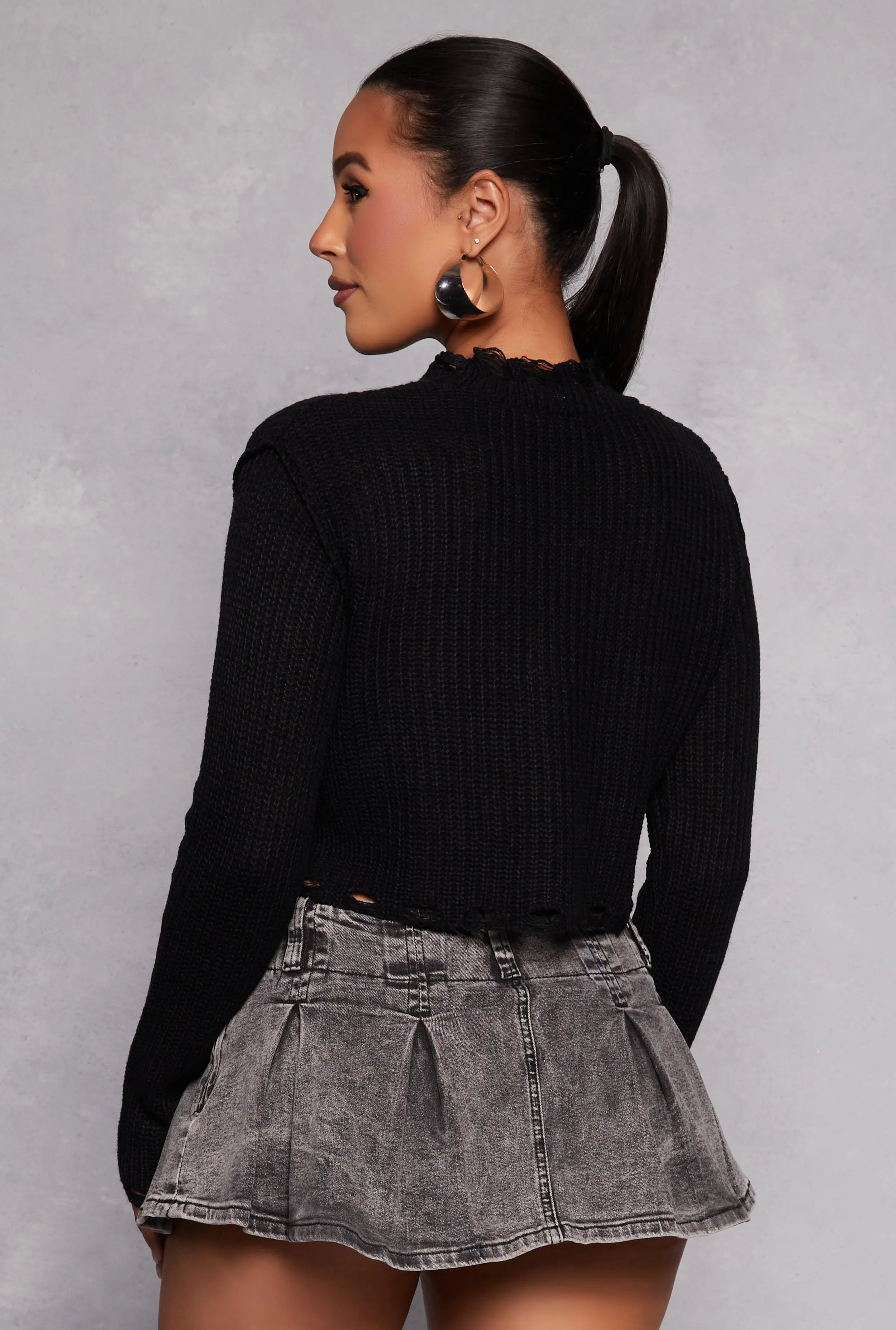 Distressed Hem Cropped Sweater sold by Rainbow product image thumbnail 3