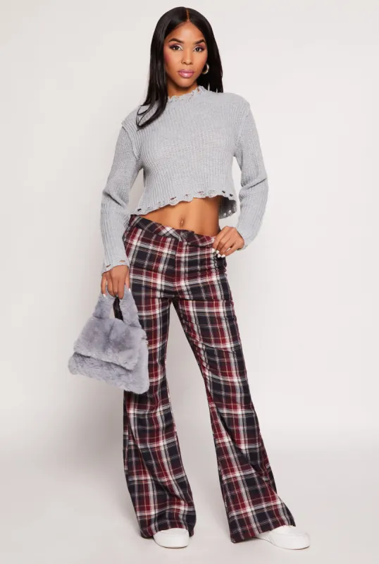 Almost Famous Plaid Flare Pants sold by Rainbow