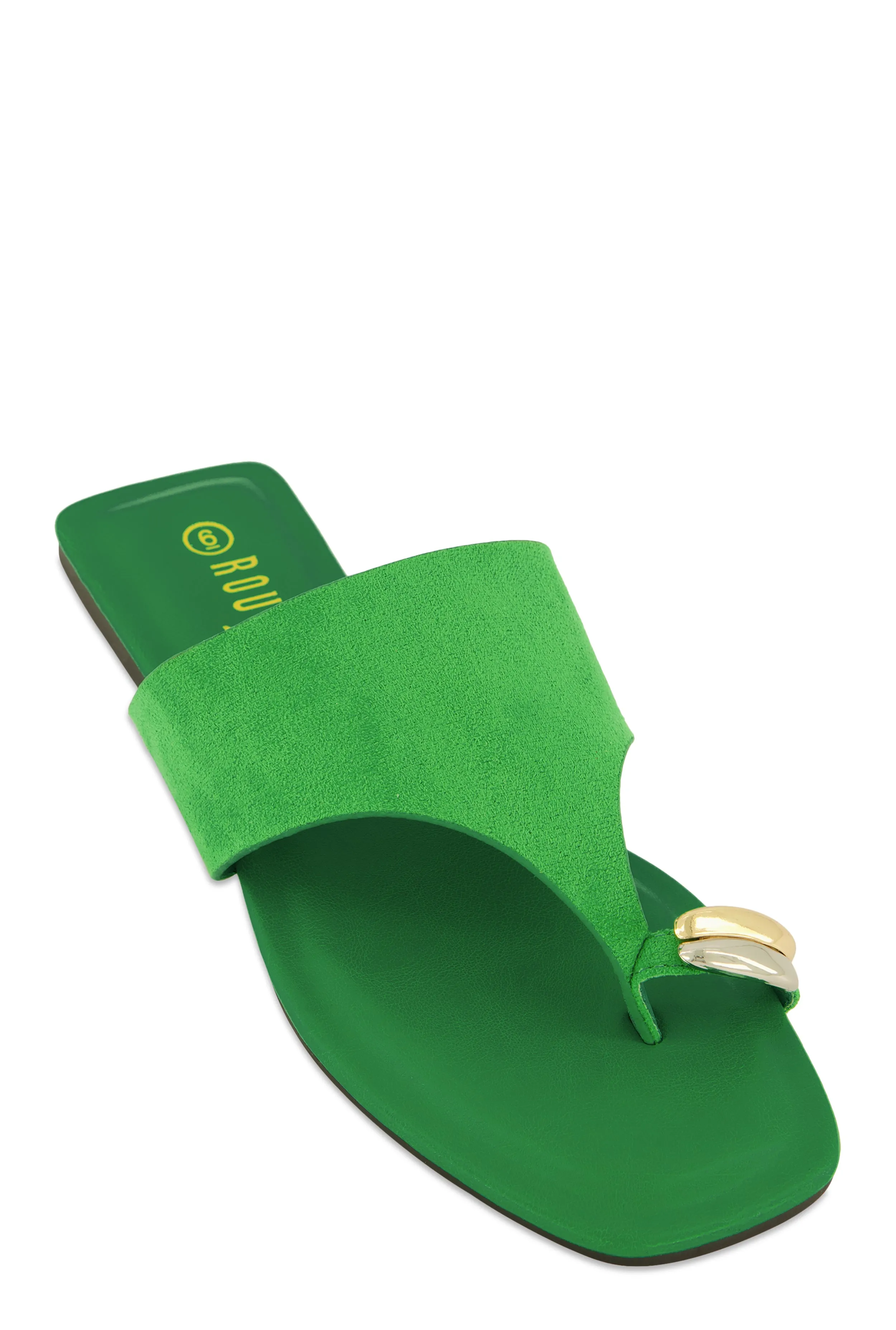 Metallic Toe Loop Detail Thong Slide Sandals sold by Rainbow