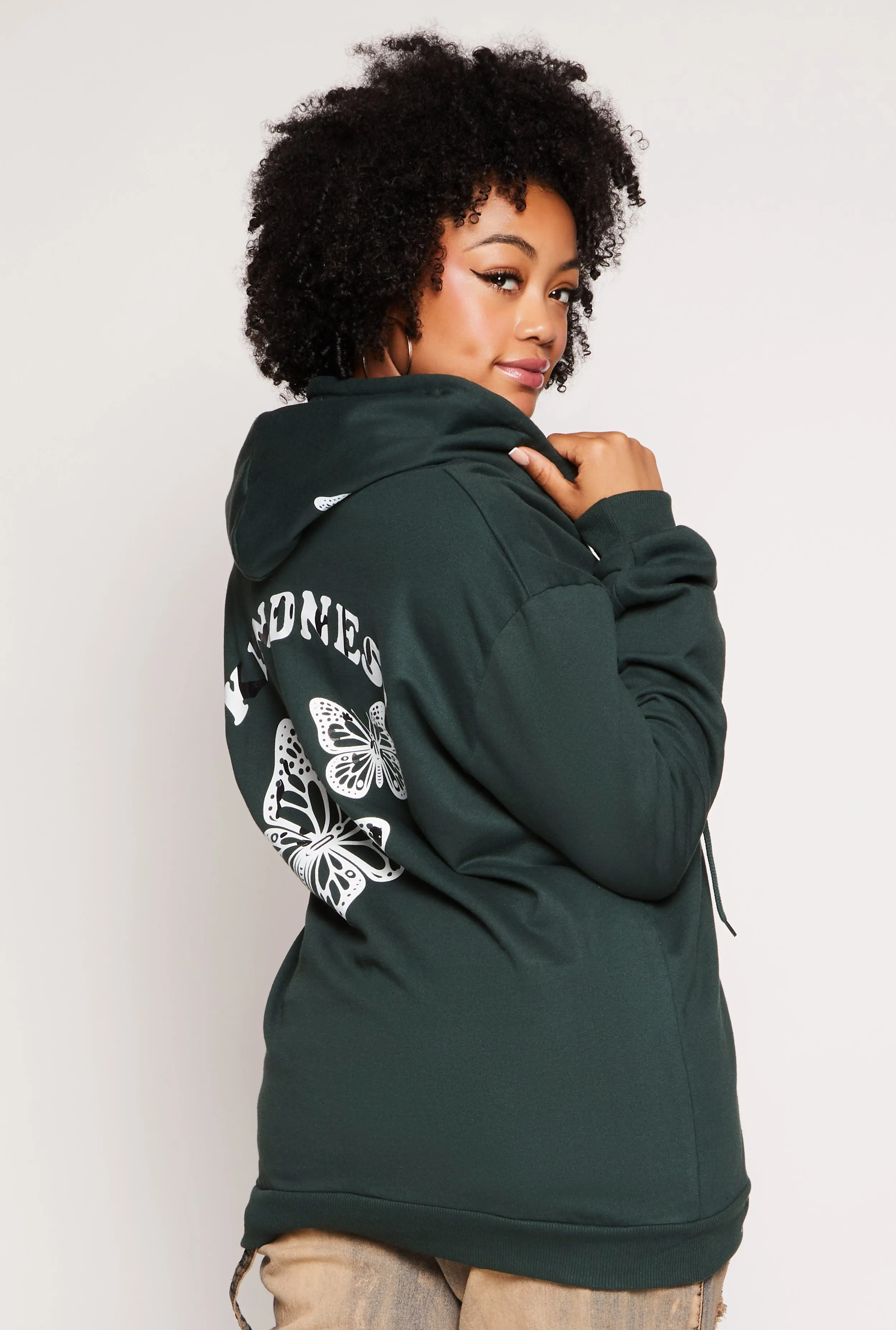Plus Size Butterfly Kindness Graphic Hoodie sold by Rainbow