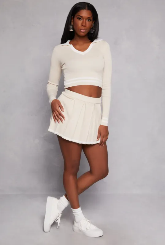 Daisy Contrast Trim Pleated Skirt sold by Rainbow