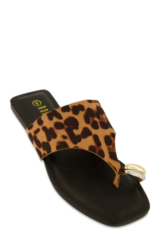 Metallic Toe Loop Detail Thong Slide Sandals sold by Rainbow