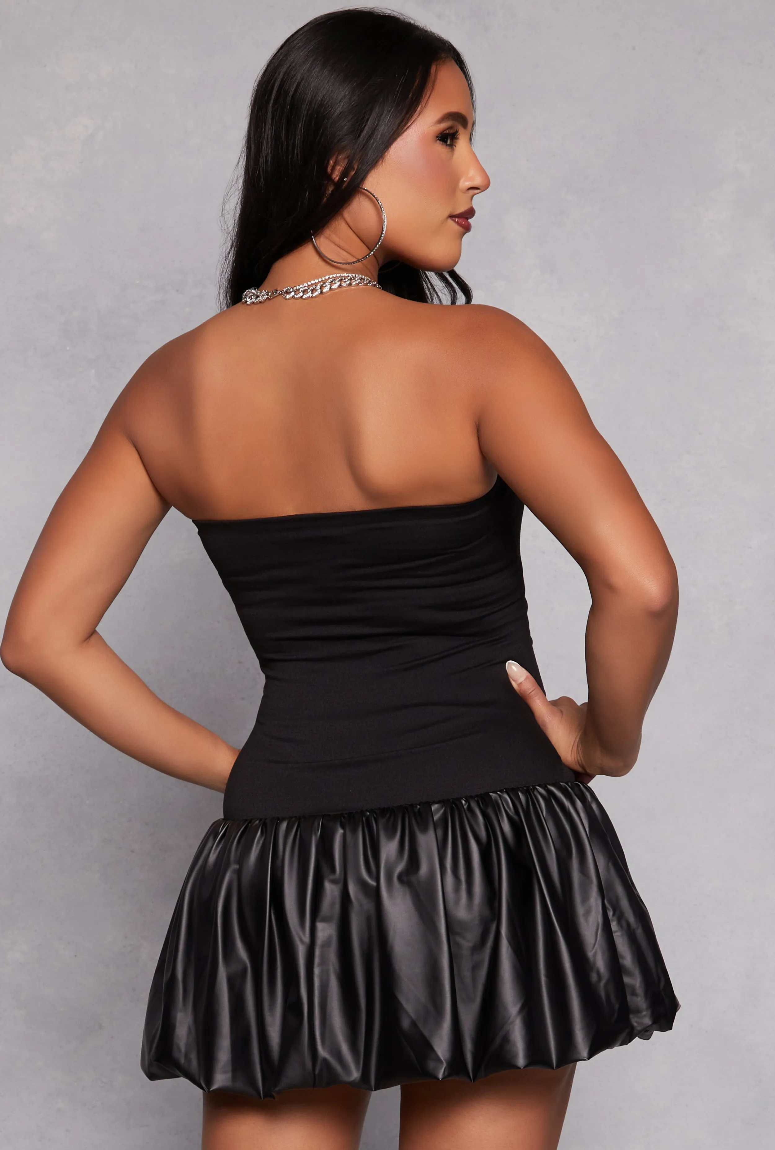 Faux Leather Bubble Hem Tube Dress sold by Rainbow product image thumbnail 3