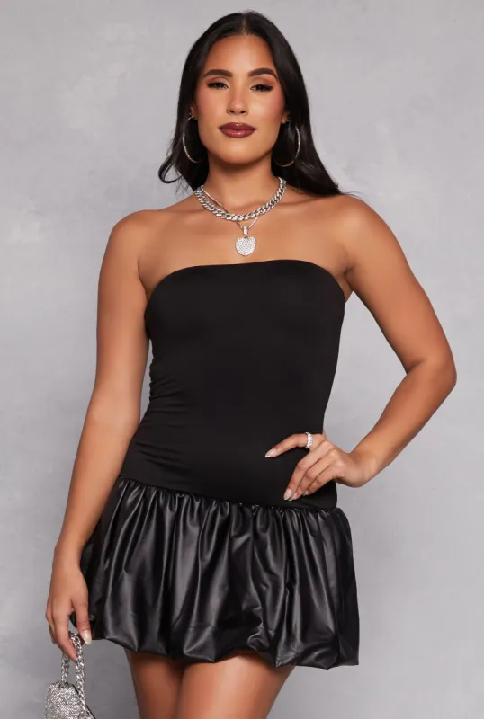 Faux Leather Bubble Hem Tube Dress sold by Rainbow