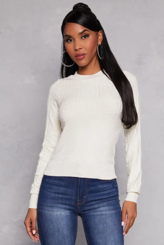 Greek Key Textured Knit Sweater sold by Rainbow