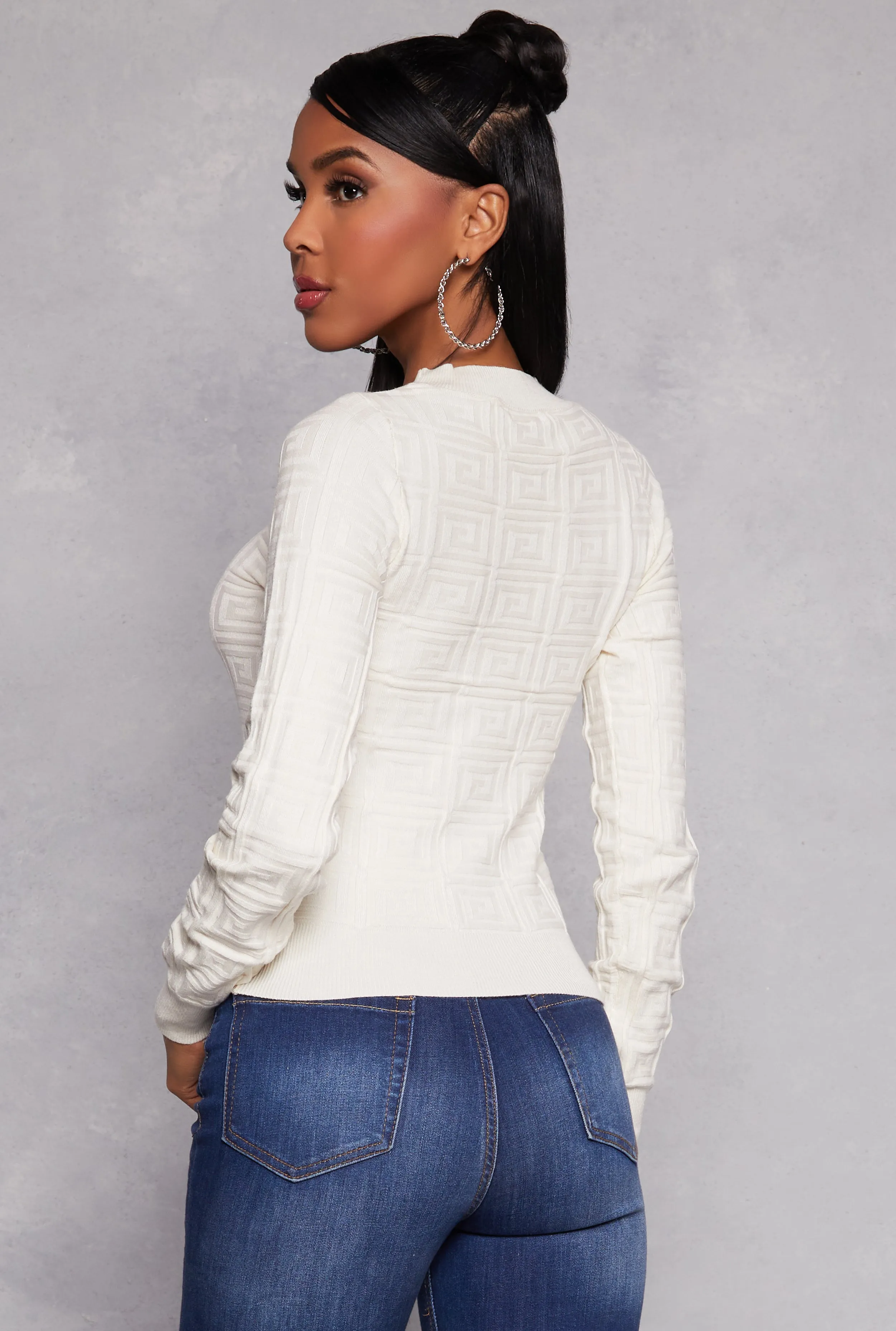 Greek Key Textured Knit Sweater sold by Rainbow product image thumbnail 3