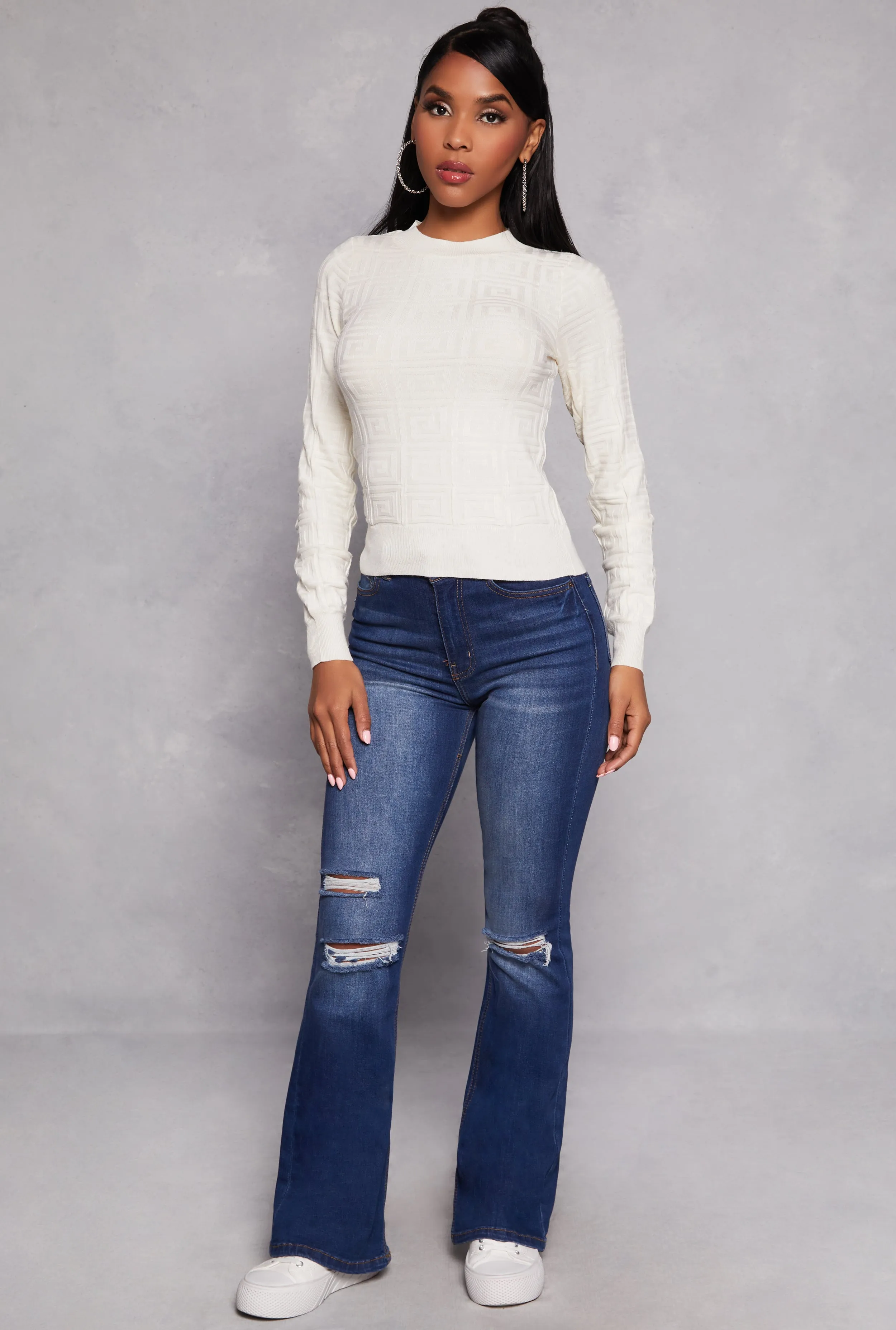 Greek Key Textured Knit Sweater sold by Rainbow product image thumbnail 2