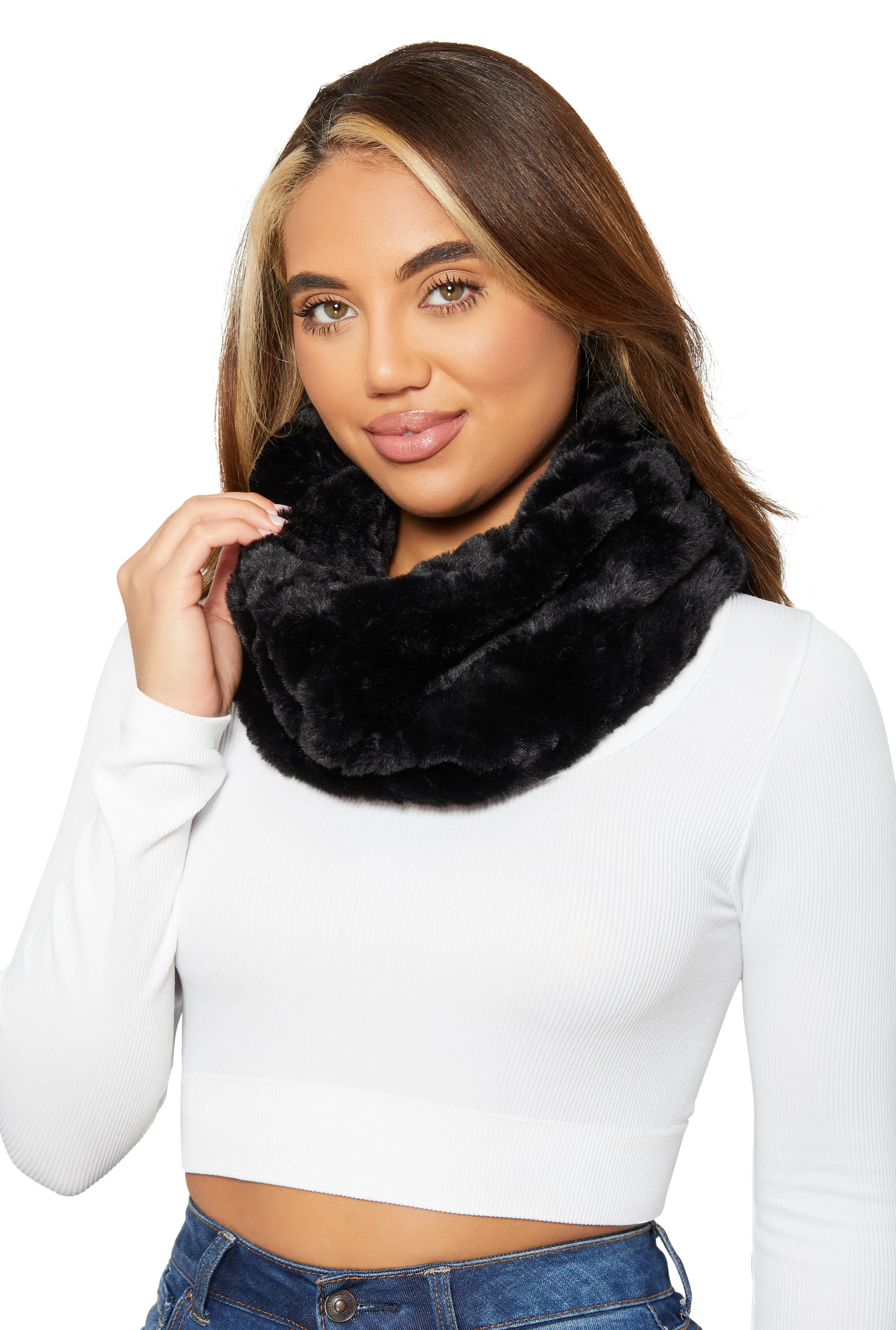 Solid Faux Fur Scarf sold by Rainbow