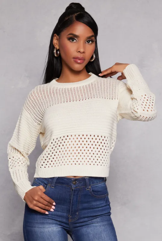 Crochet Crew Neck Sweater sold by Rainbow