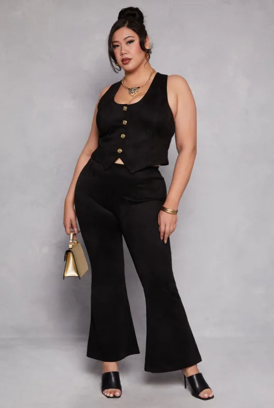 Plus Size Faux Suede Flare Pants sold by Rainbow