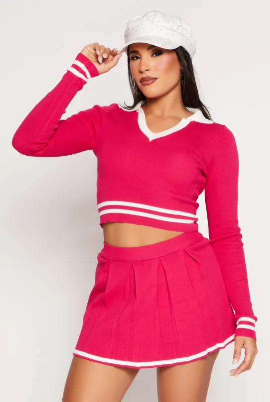 Daisy Varsity Stripe Detail Crop Top sold by Rainbow