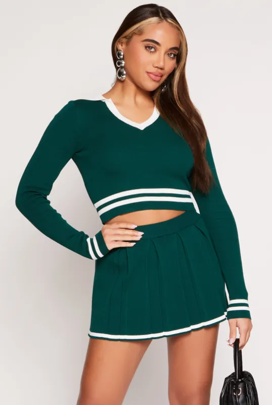 Daisy Varsity Stripe Detail Crop Top sold by Rainbow