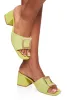 Square Pendant Open Toe Block Heel Mules sold by Rainbow