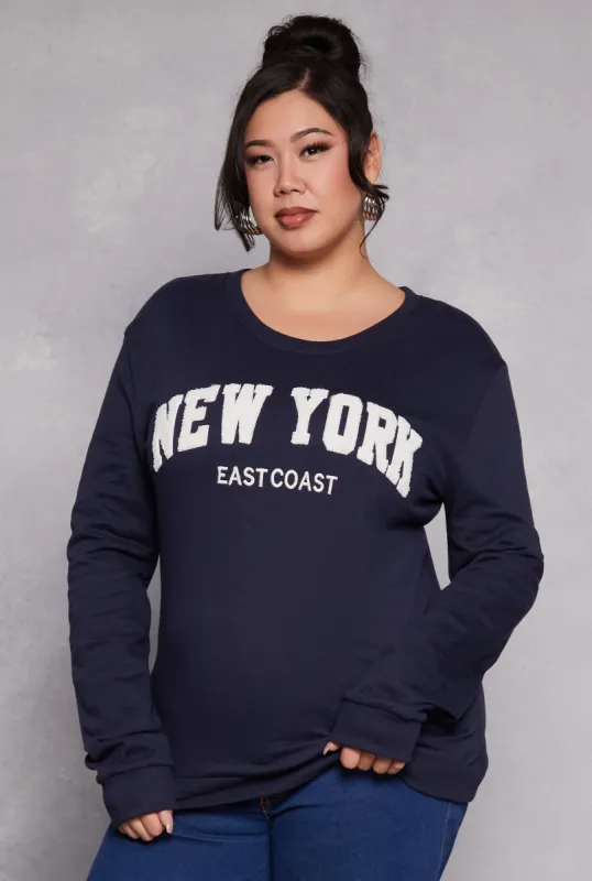 Plus Size New York Chenille Patch Sweatshirt sold by Rainbow