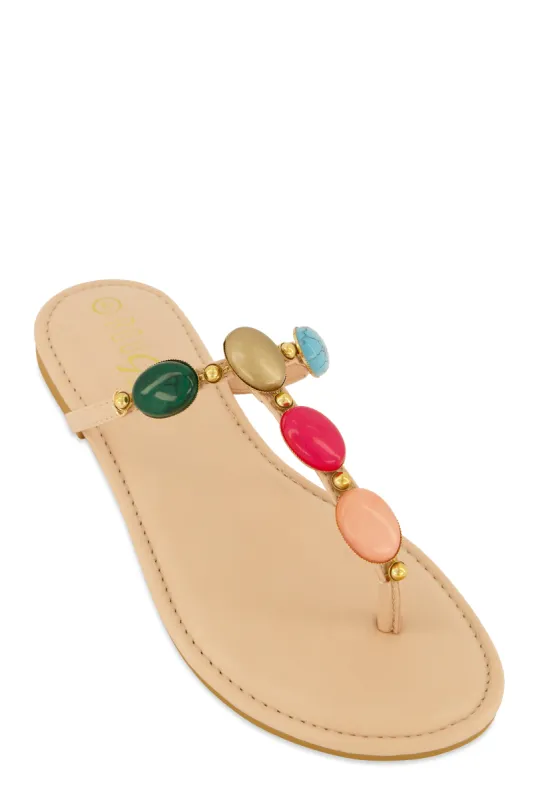 Boho Gemstone Thong Slide Sandals sold by Rainbow