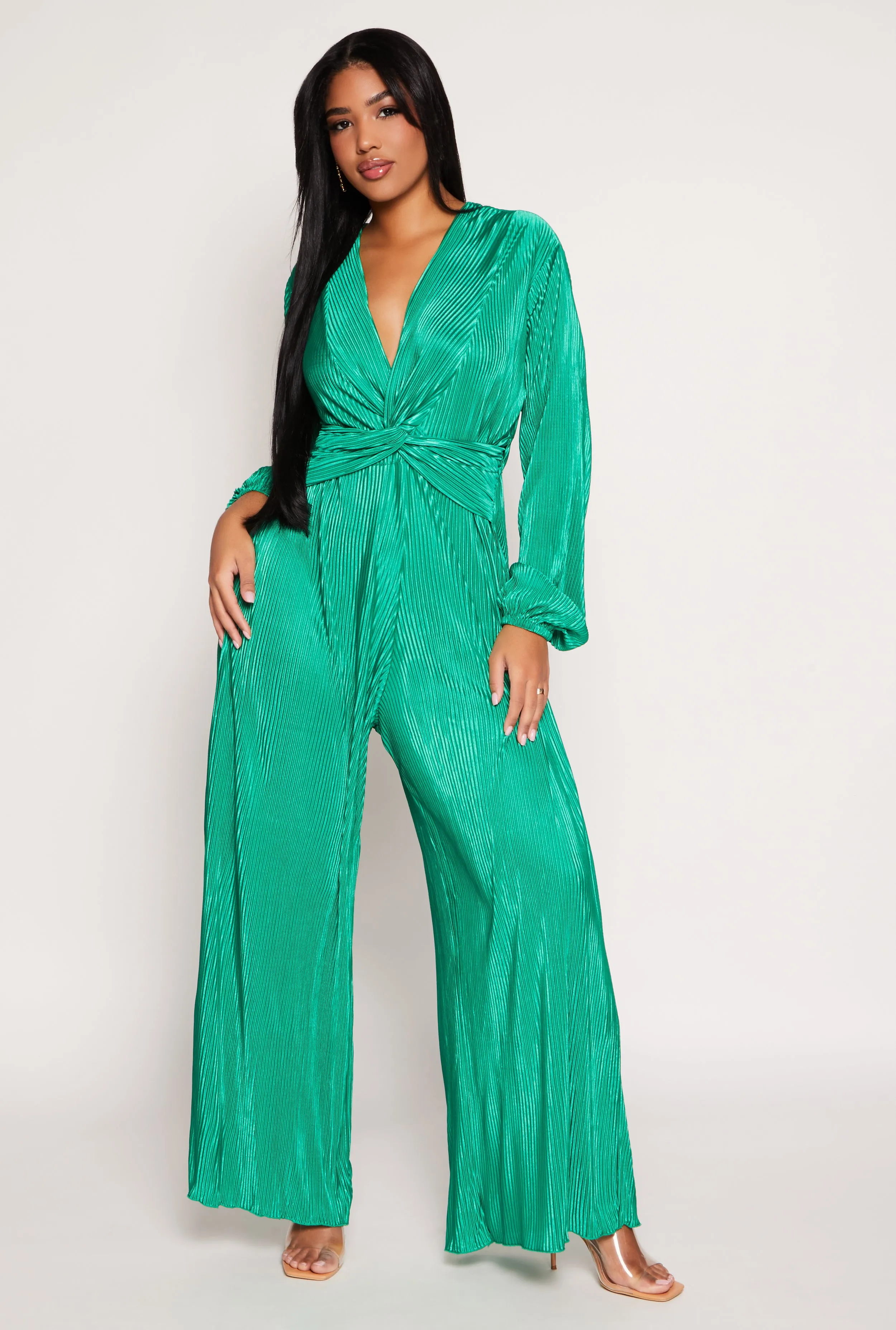 Plisse Twist Front Jumpsuit sold by Rainbow