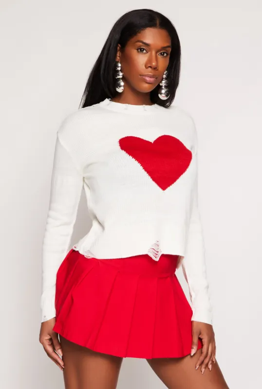 Distressed Heart Graphic Crew Neck Top sold by Rainbow