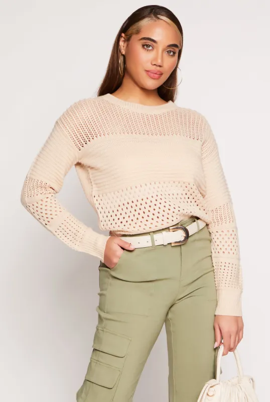 Crochet Crew Neck Sweater sold by Rainbow