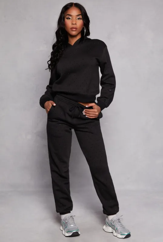 Almost Famous Rhinestone Sweatpants sold by Rainbow