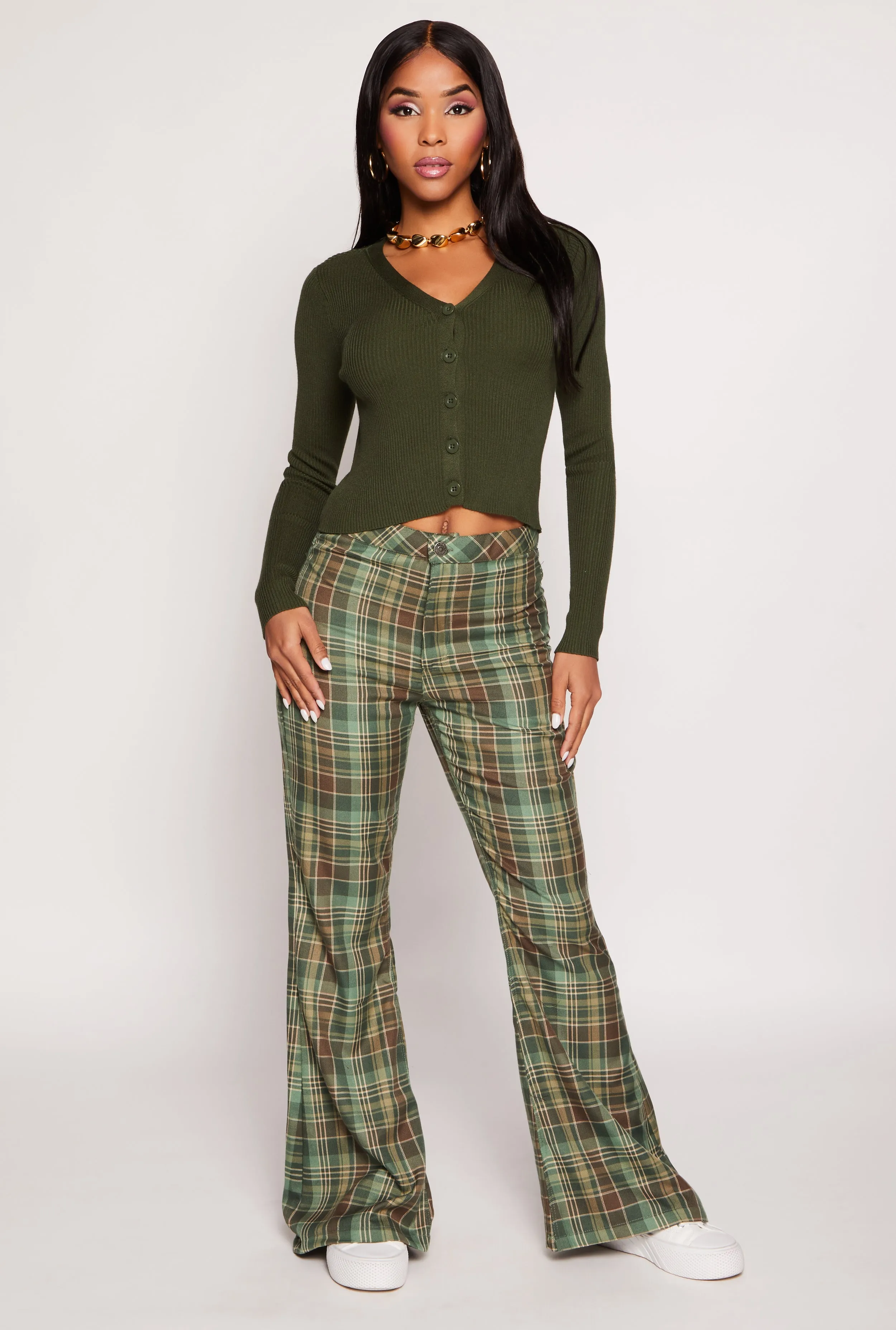 Ribbed Knit Button Front Cardigan sold by Rainbow product image thumbnail 2