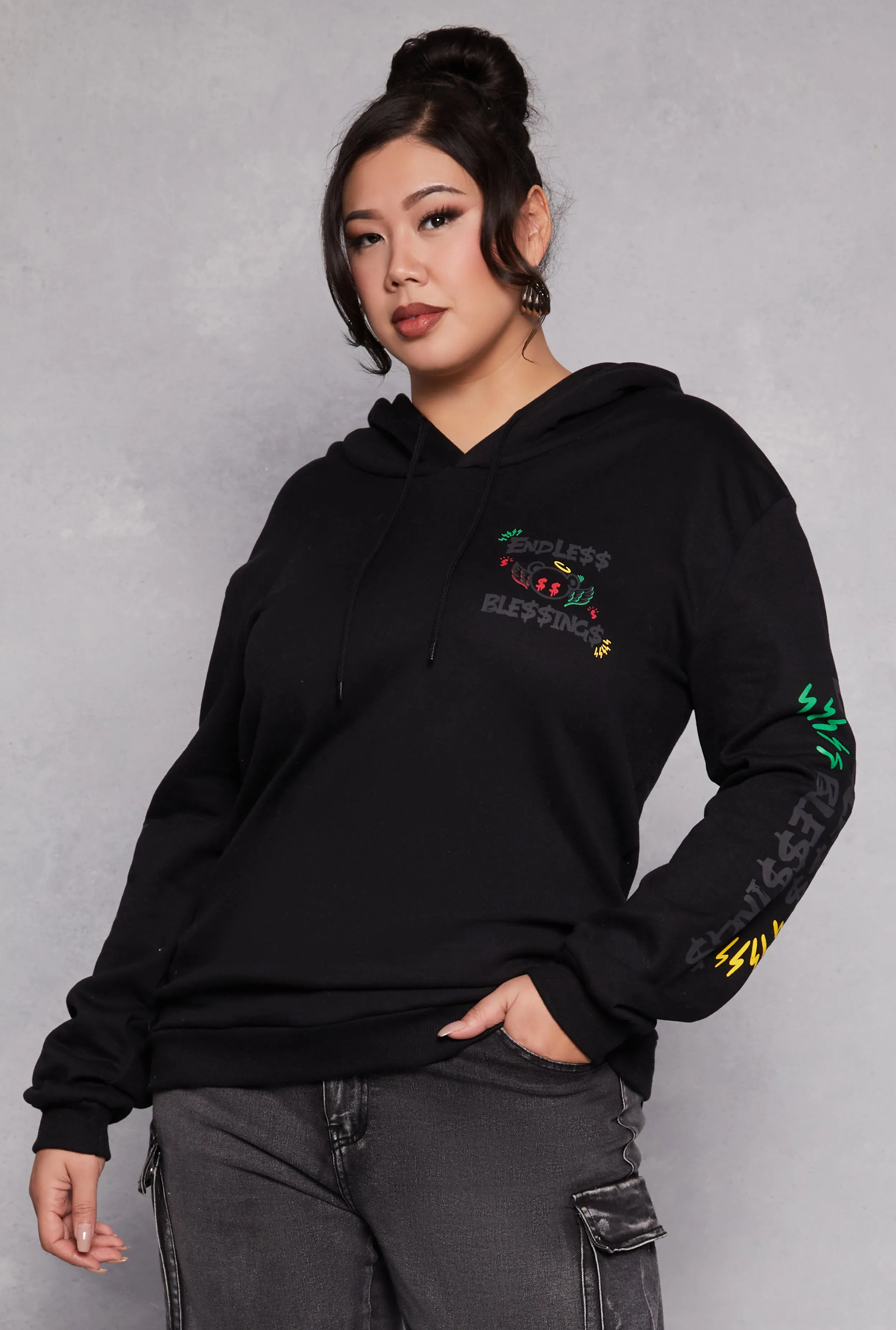 Plus Size Endless Blessings Graphic Pullover Hoodie sold by Rainbow product image thumbnail 3