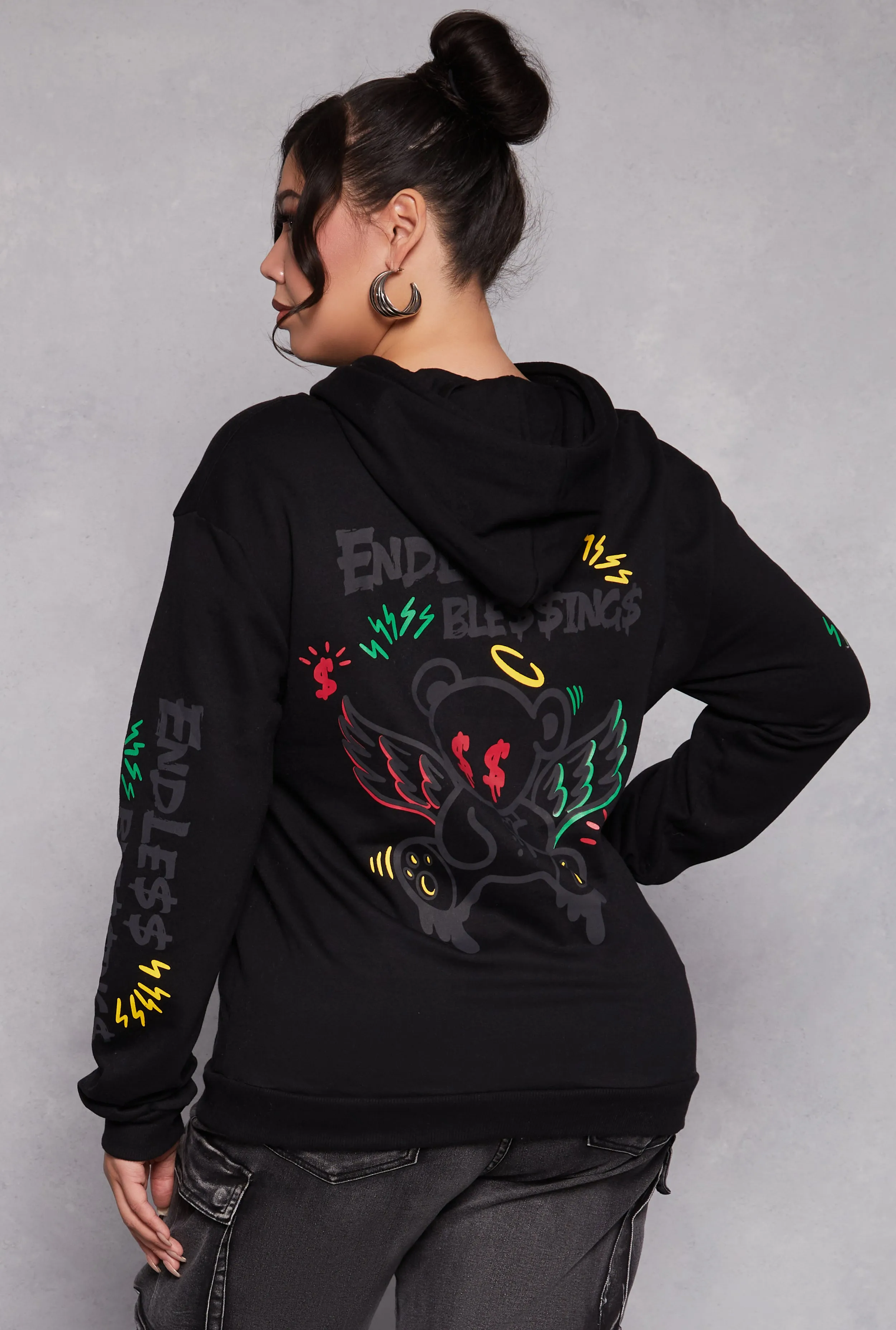 Plus Size Endless Blessings Graphic Pullover Hoodie sold by Rainbow