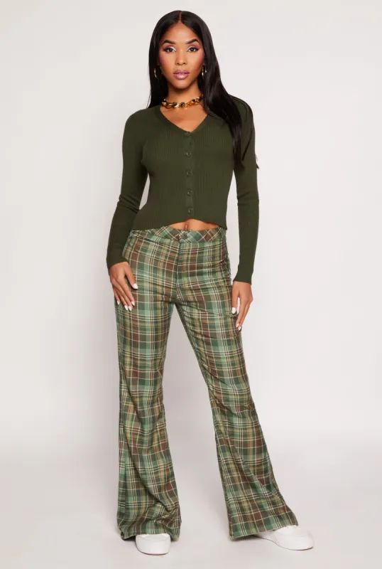 Almost Famous Plaid Flare Pants sold by Rainbow