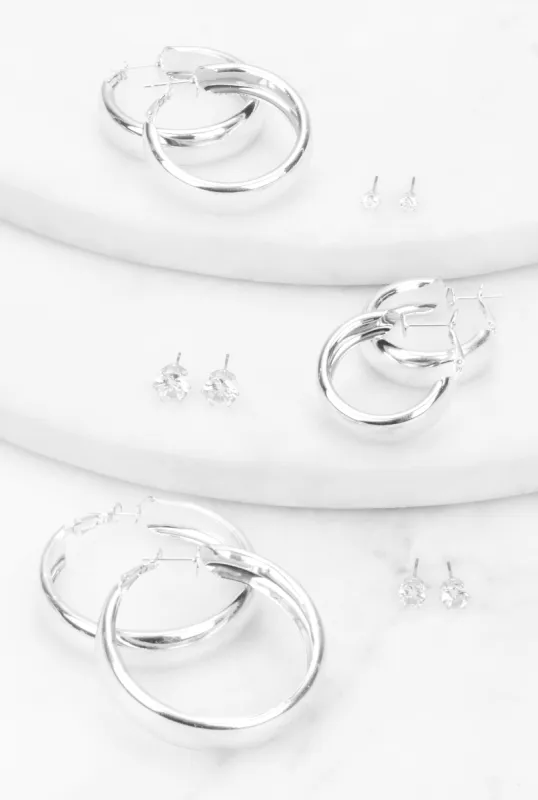 Cubic Zirconia Assorted Stud and Hoop Earrings Set sold by Rainbow