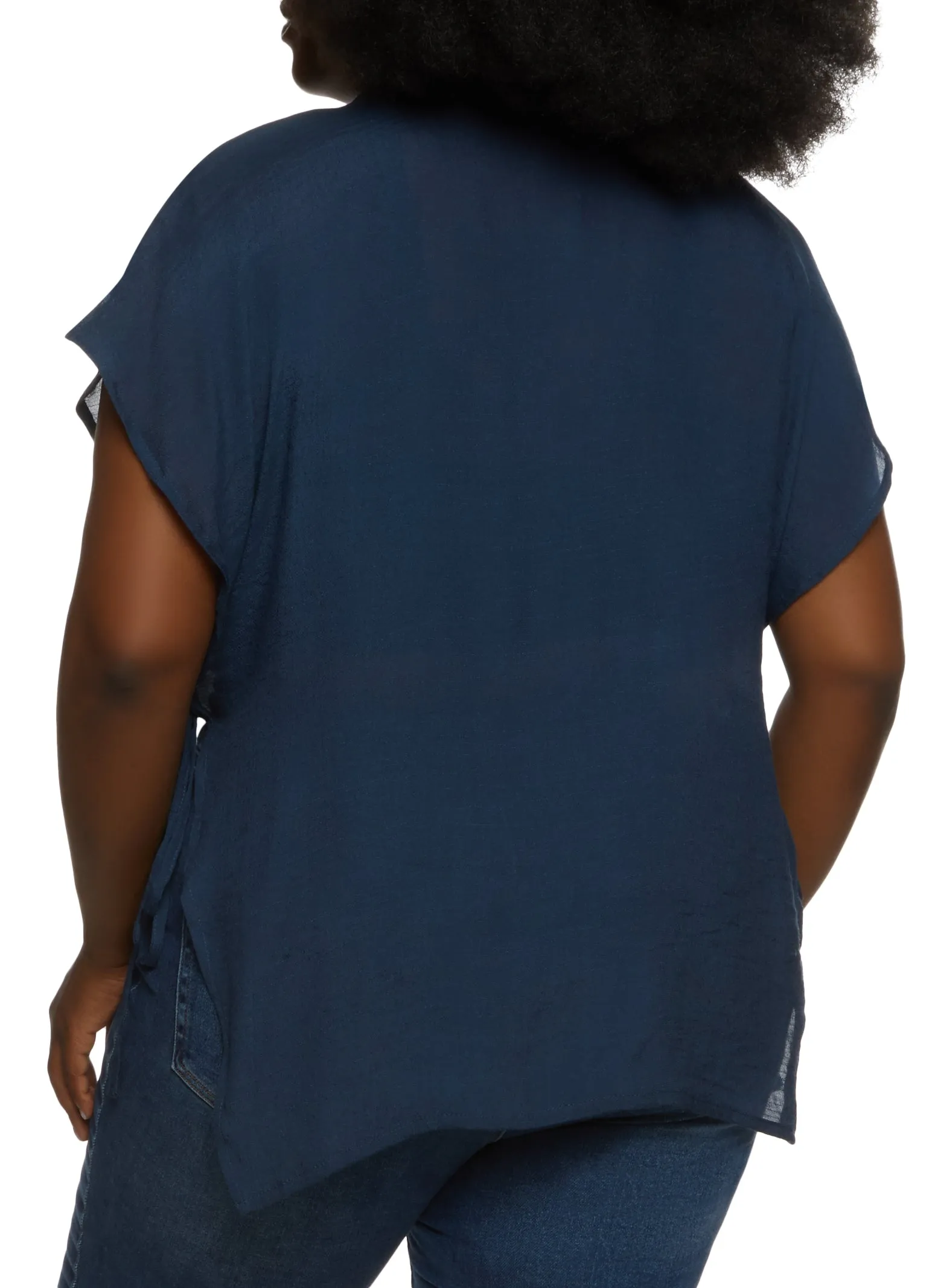 Plus Size Open Side Tie Button Front Top sold by Rainbow product image thumbnail 2