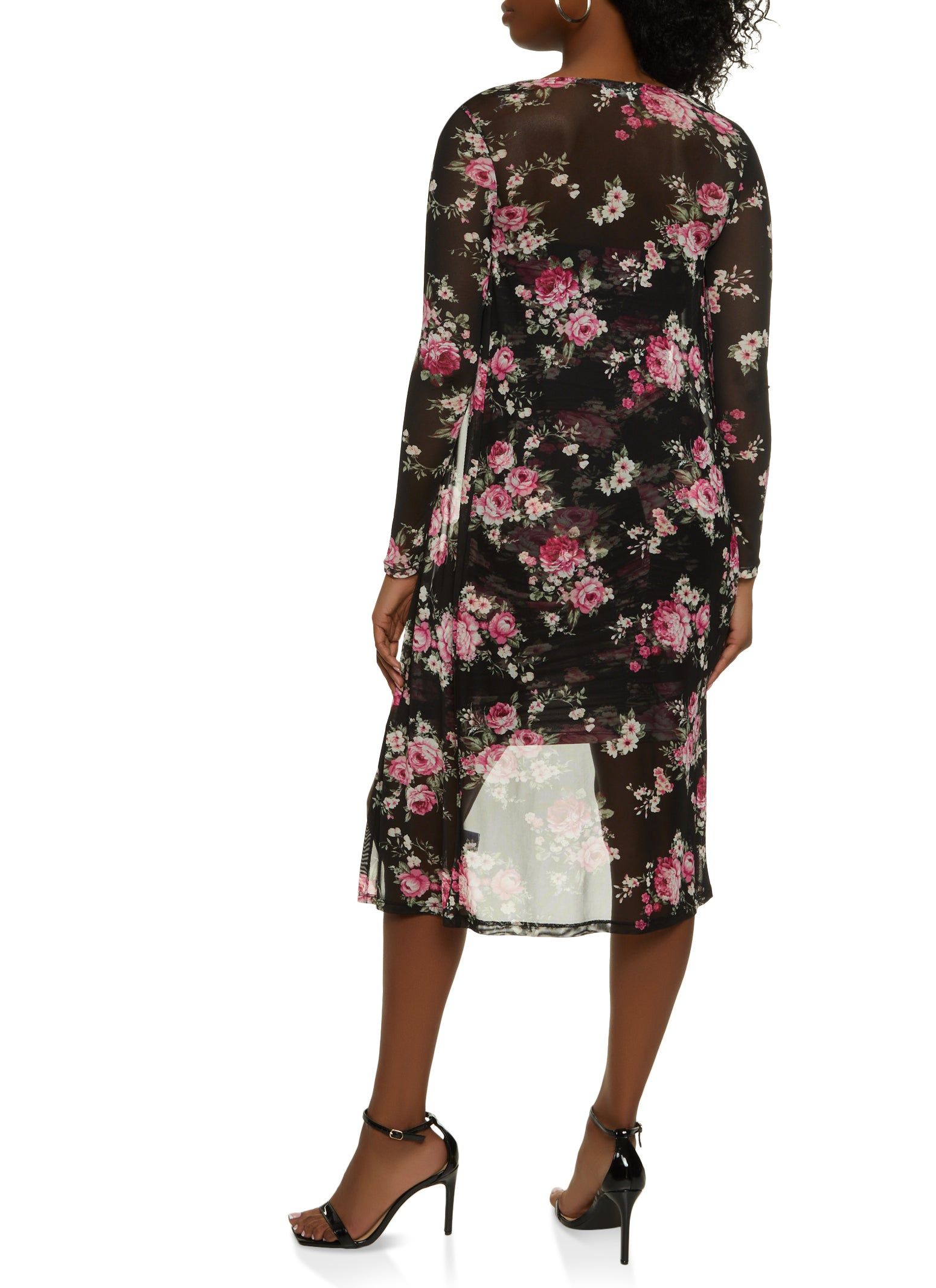 Floral Print Ruched Tube Dress and Mesh Duster sold by Rainbow product image thumbnail 3