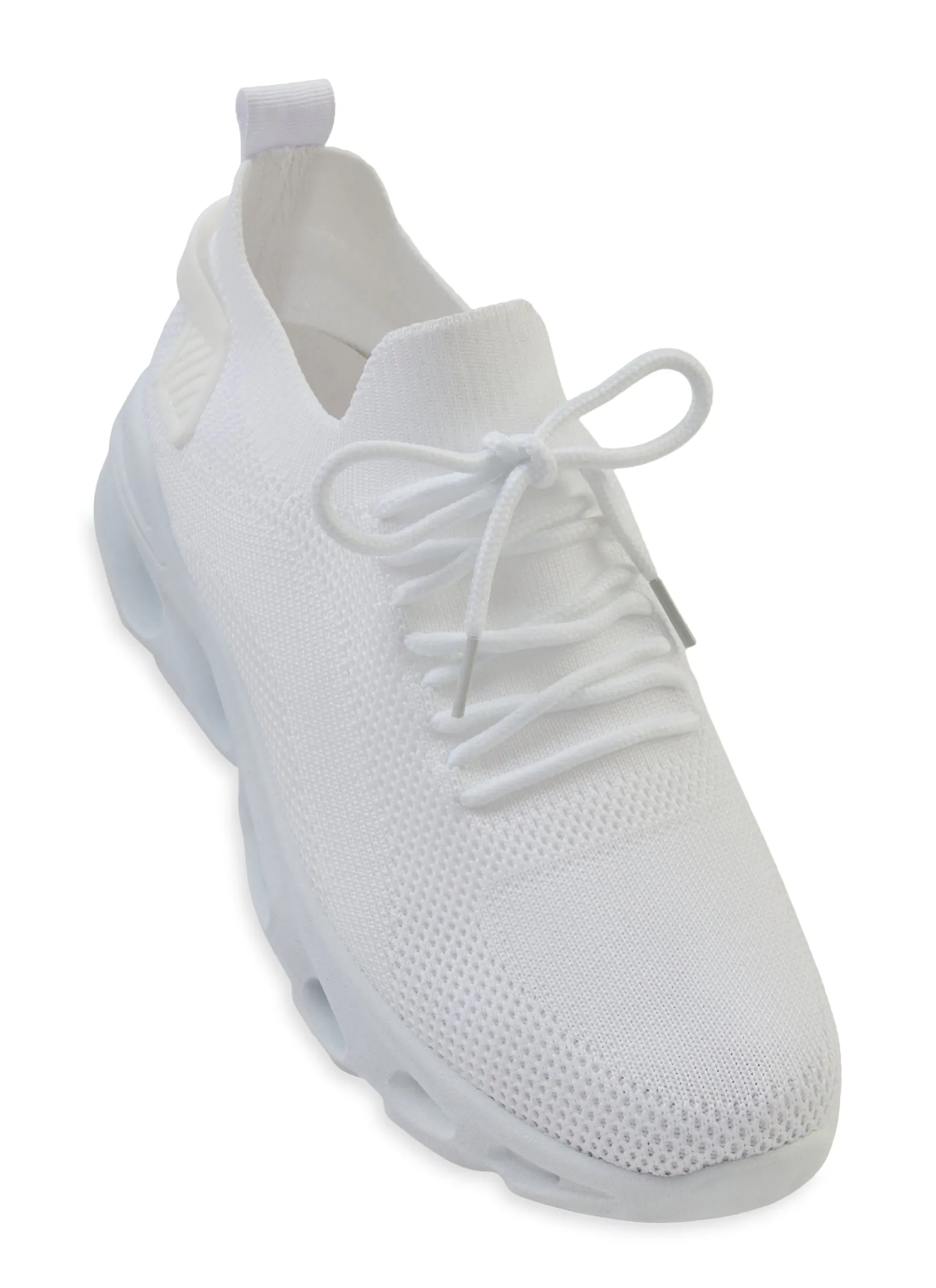Laser Cut Sole Lace Up Textured Knit Sneakers sold by Rainbow