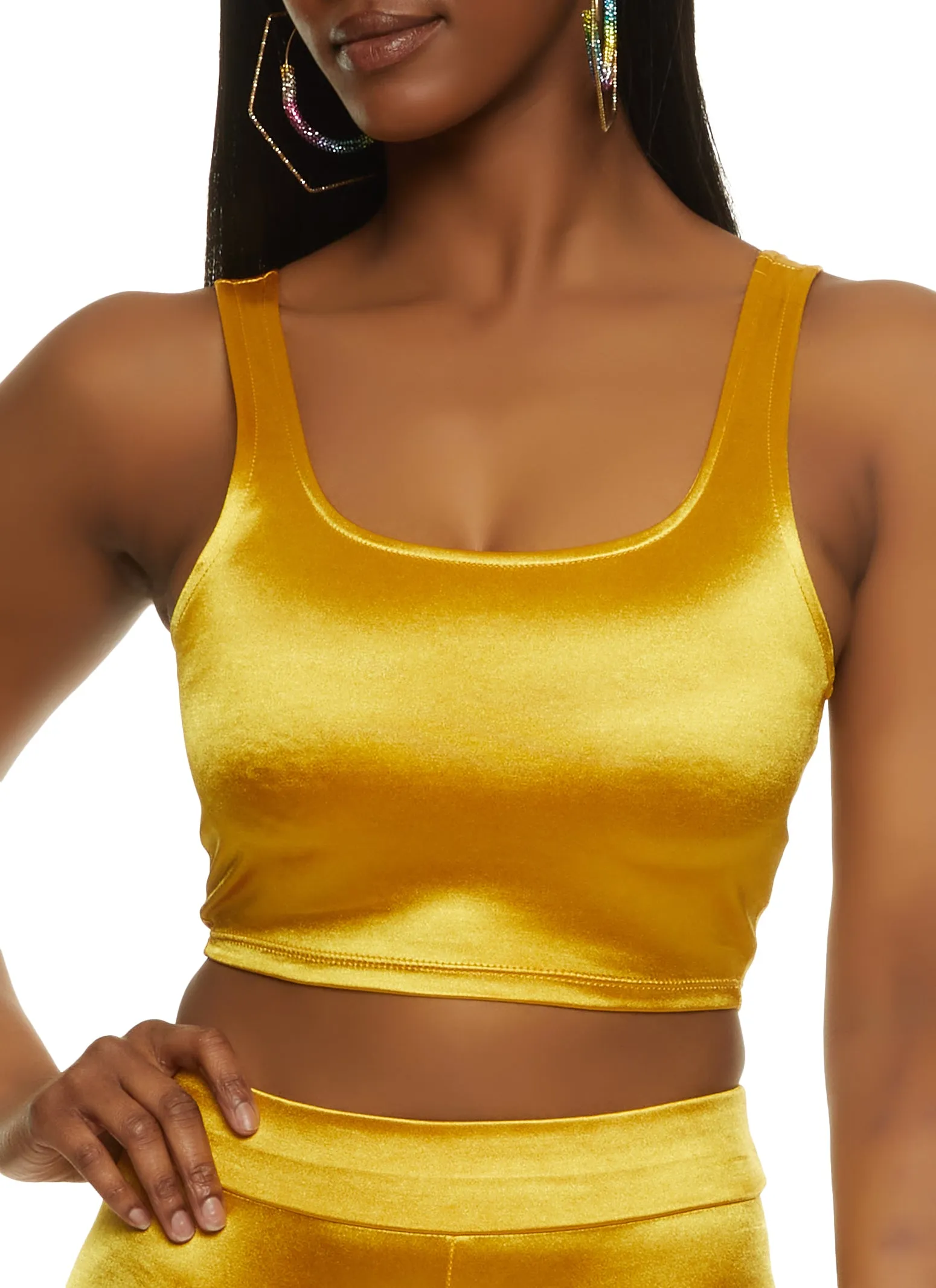 Solid Spandex Cropped Tank Top sold by Rainbow