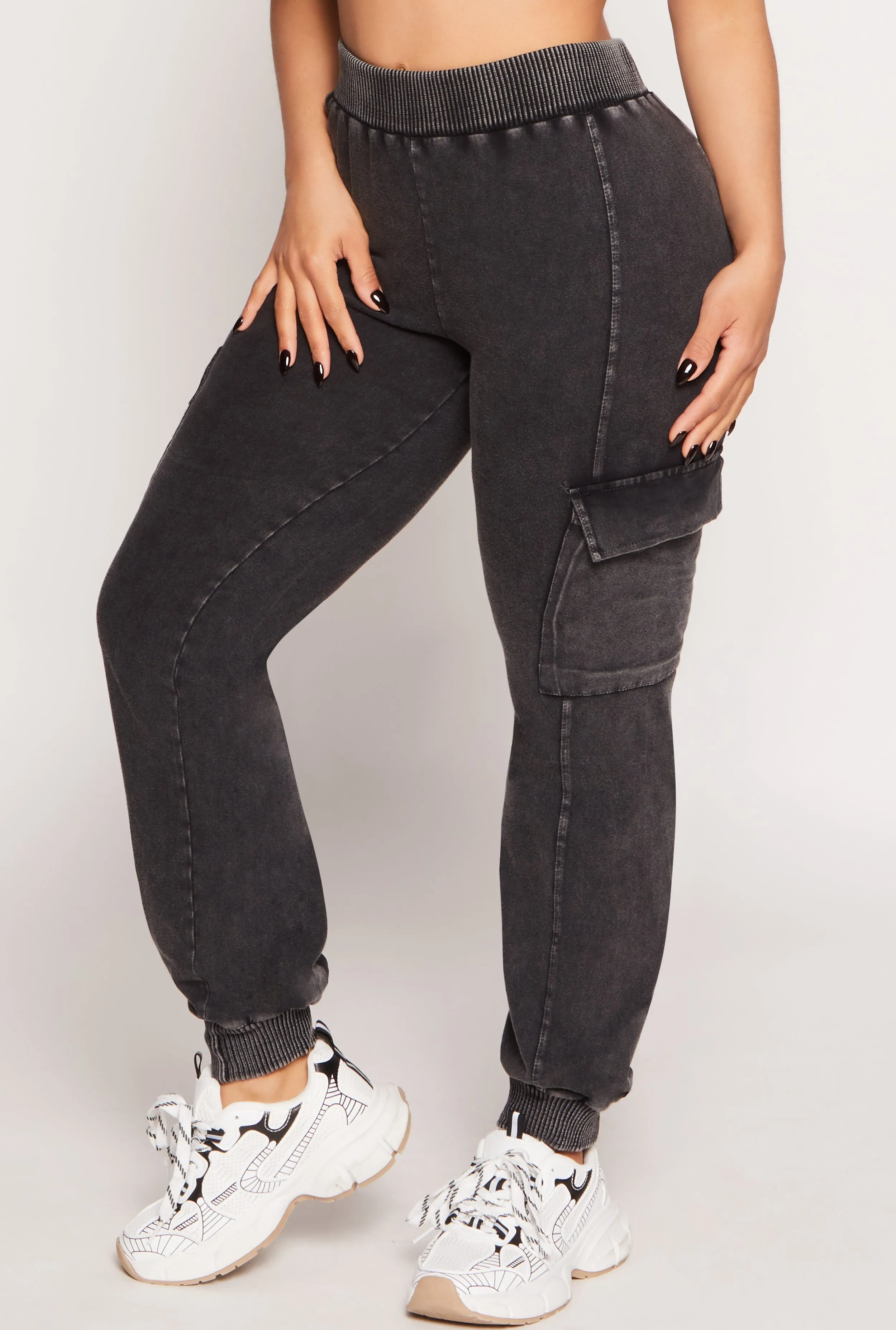 Acid Wash Pintuck Cargo Joggers sold by Rainbow product image thumbnail 2