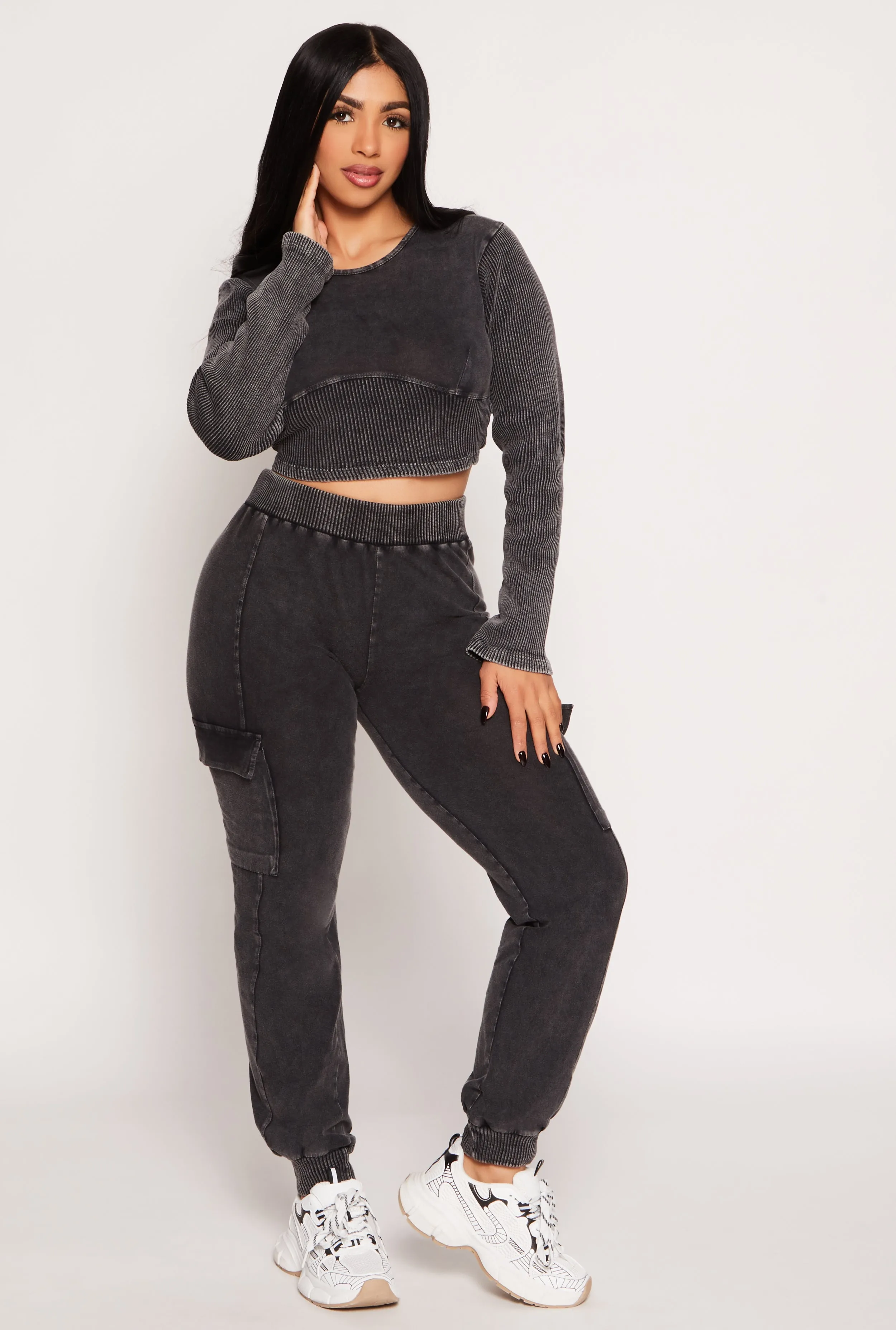 Ribbed Knit Acid Wash Crop Top sold by Rainbow product image thumbnail 2