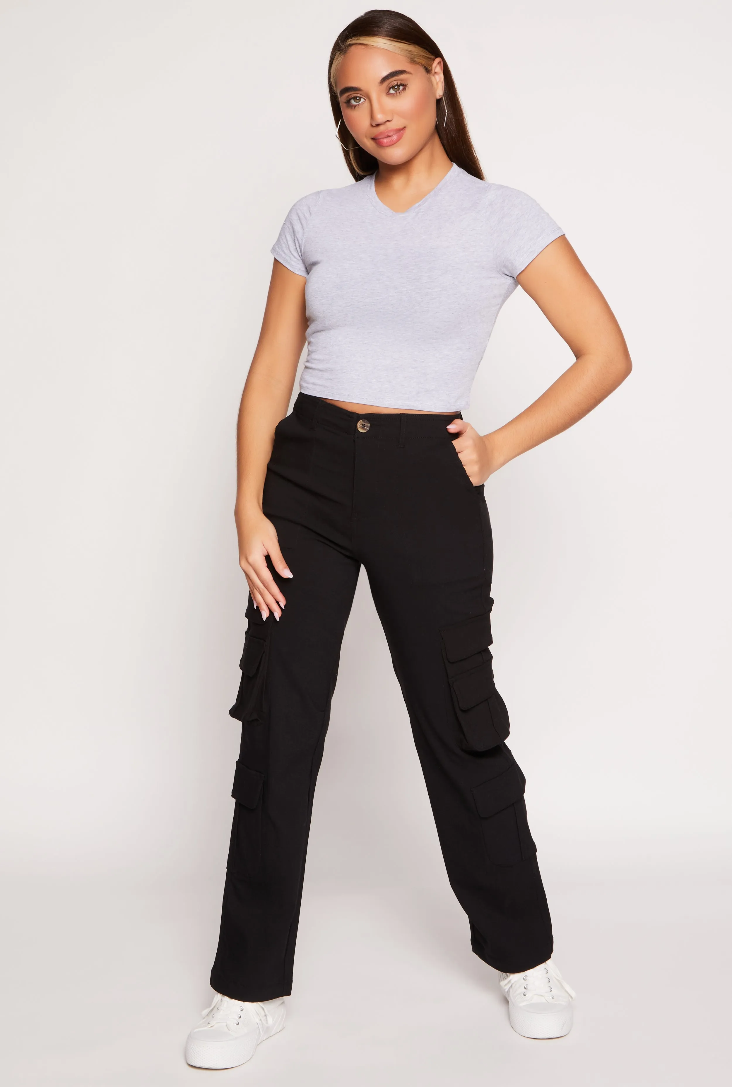 Haute Monde Straight Leg Cargo Pants sold by Rainbow