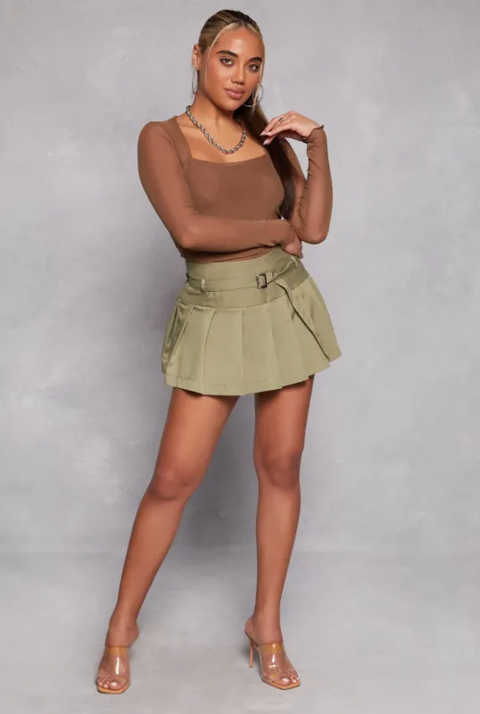 Haute Monde Belted Mini Pleated Skirt sold by Rainbow
