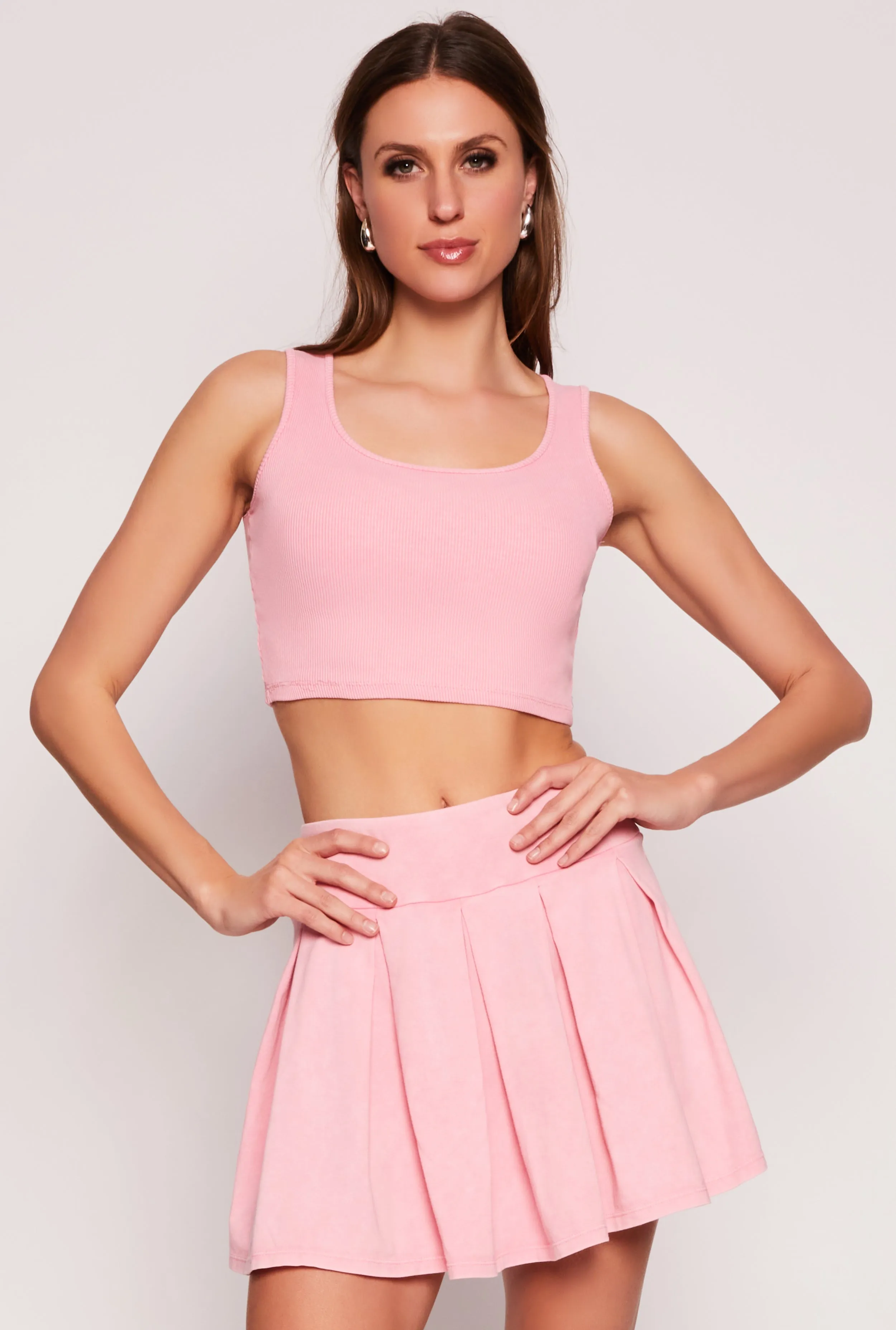 Ribbed Knit Cropped Tank Top sold by Rainbow