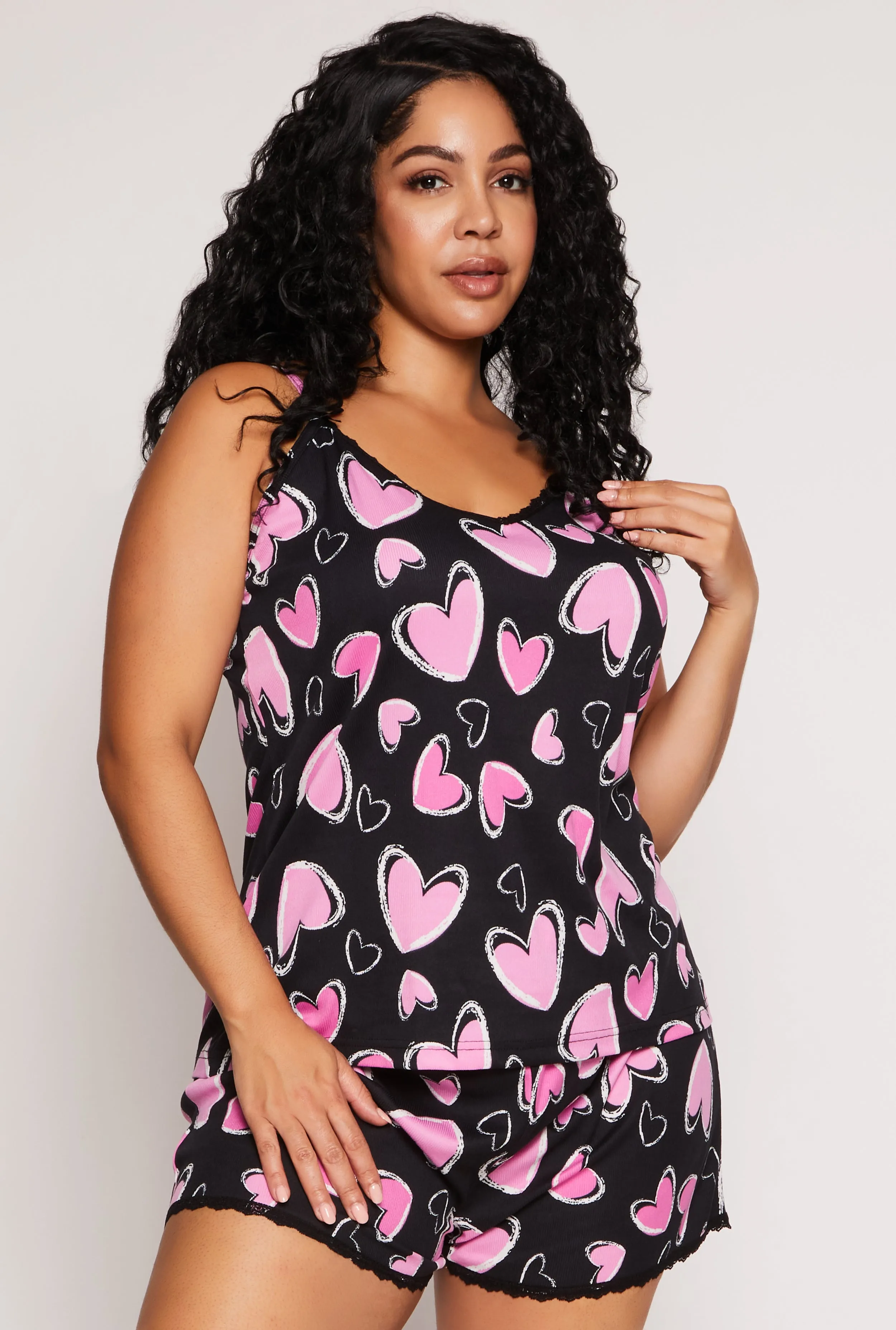 Plus Size Heart Print Pajama Cami and Shorts sold by Rainbow