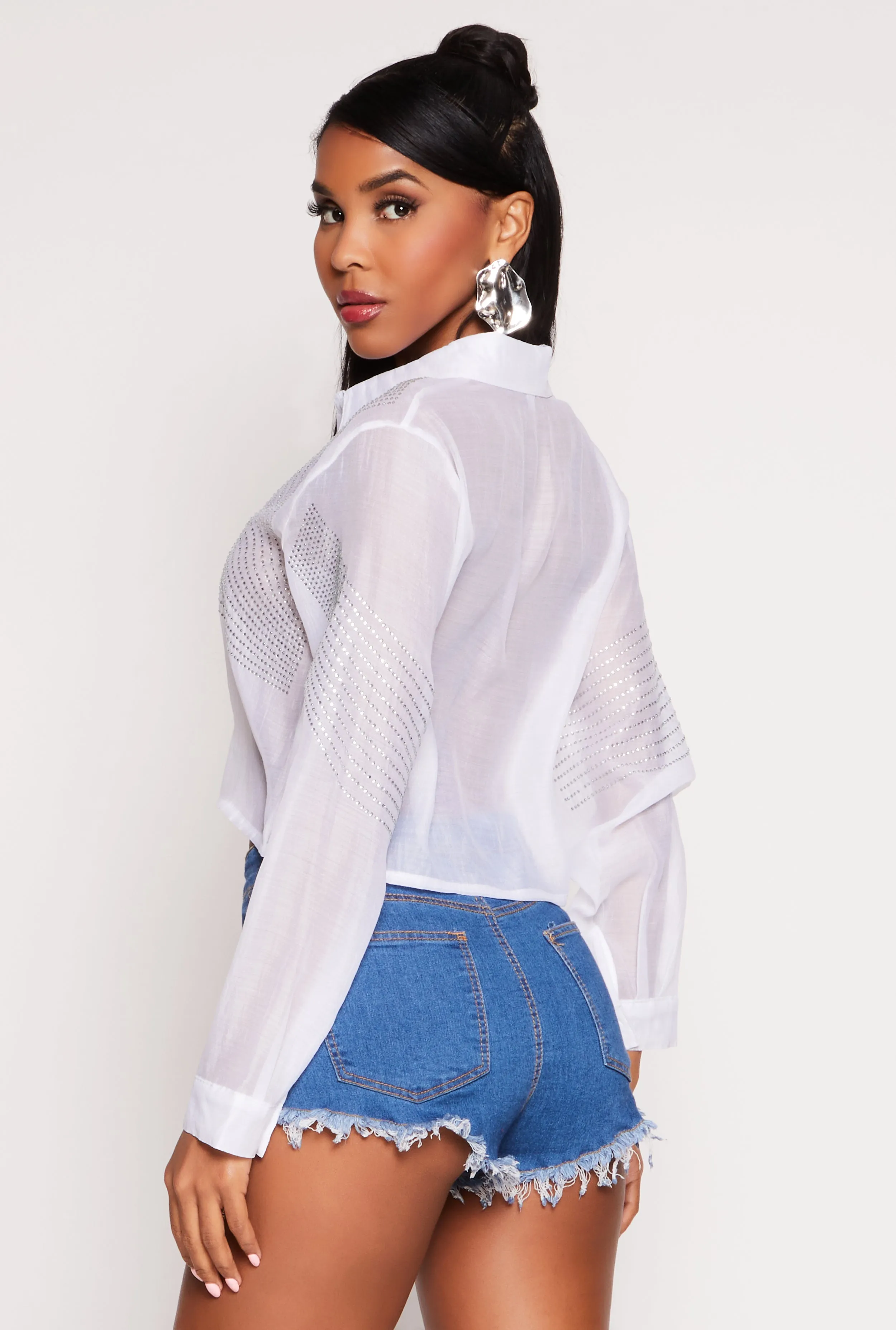 Organza Rhinestone Studded Crop Top sold by Rainbow product image thumbnail 3