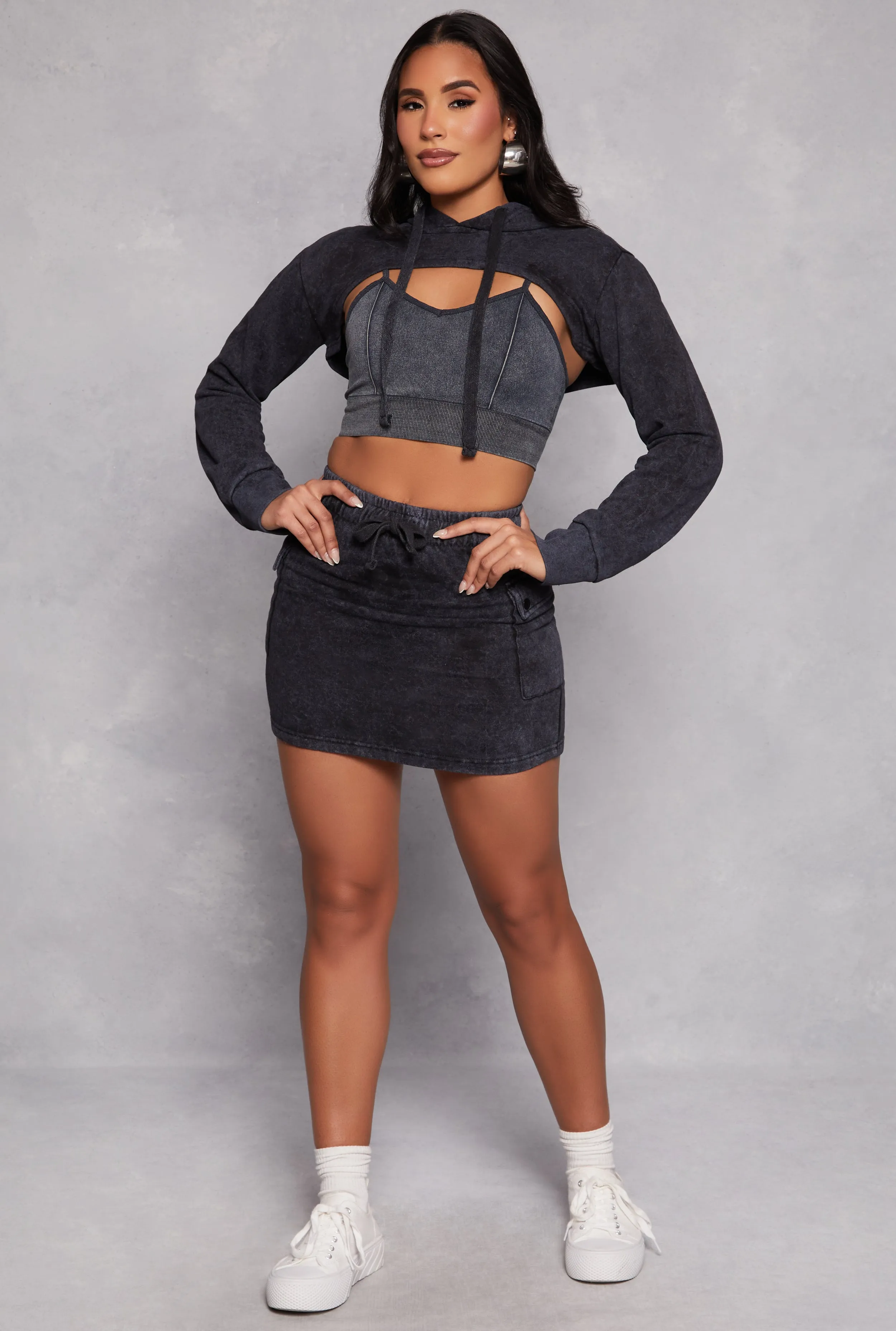 Mineral Wash Hooded Shrug Sweatshirt sold by Rainbow product image thumbnail 2